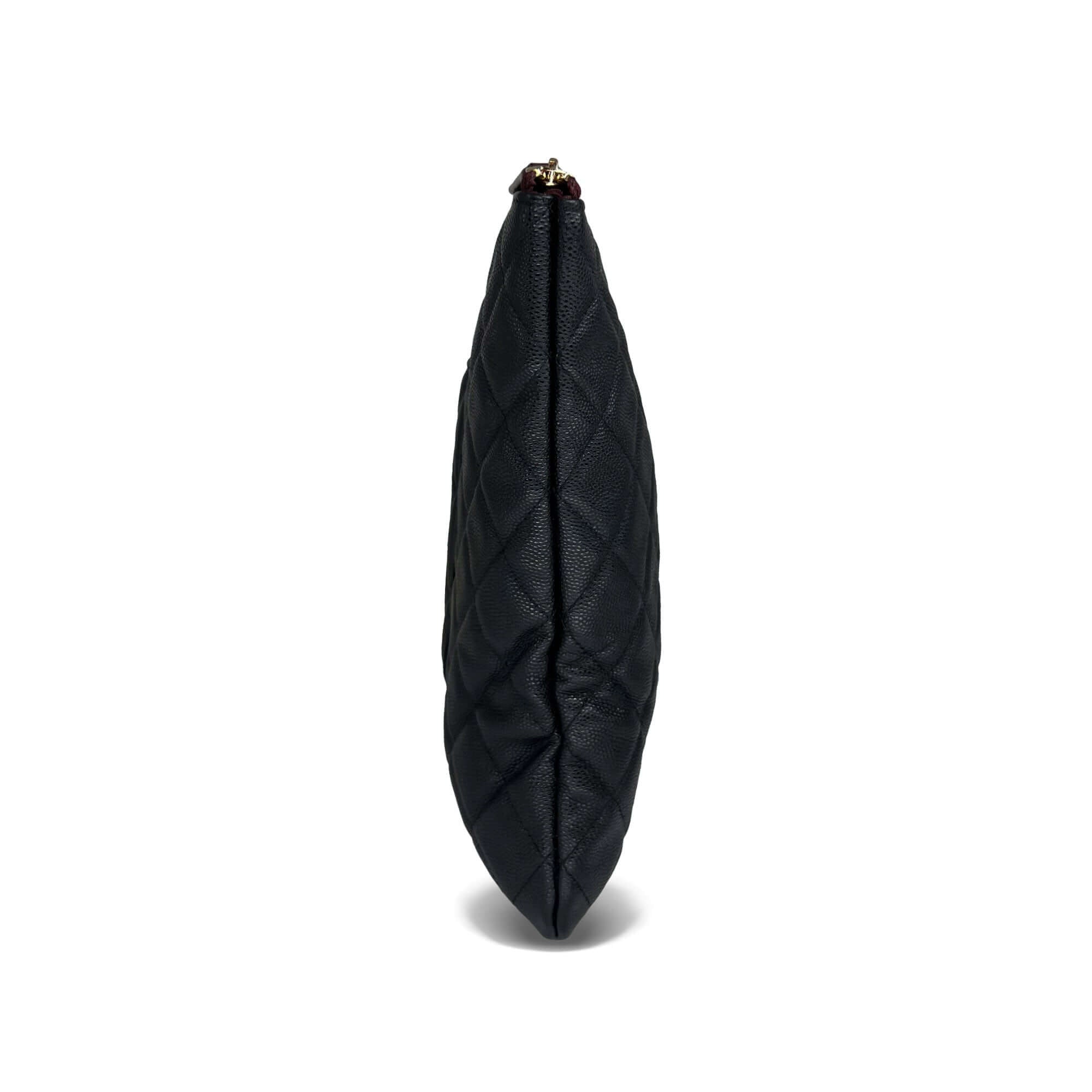 Chanel black quilted caviar leather large bag