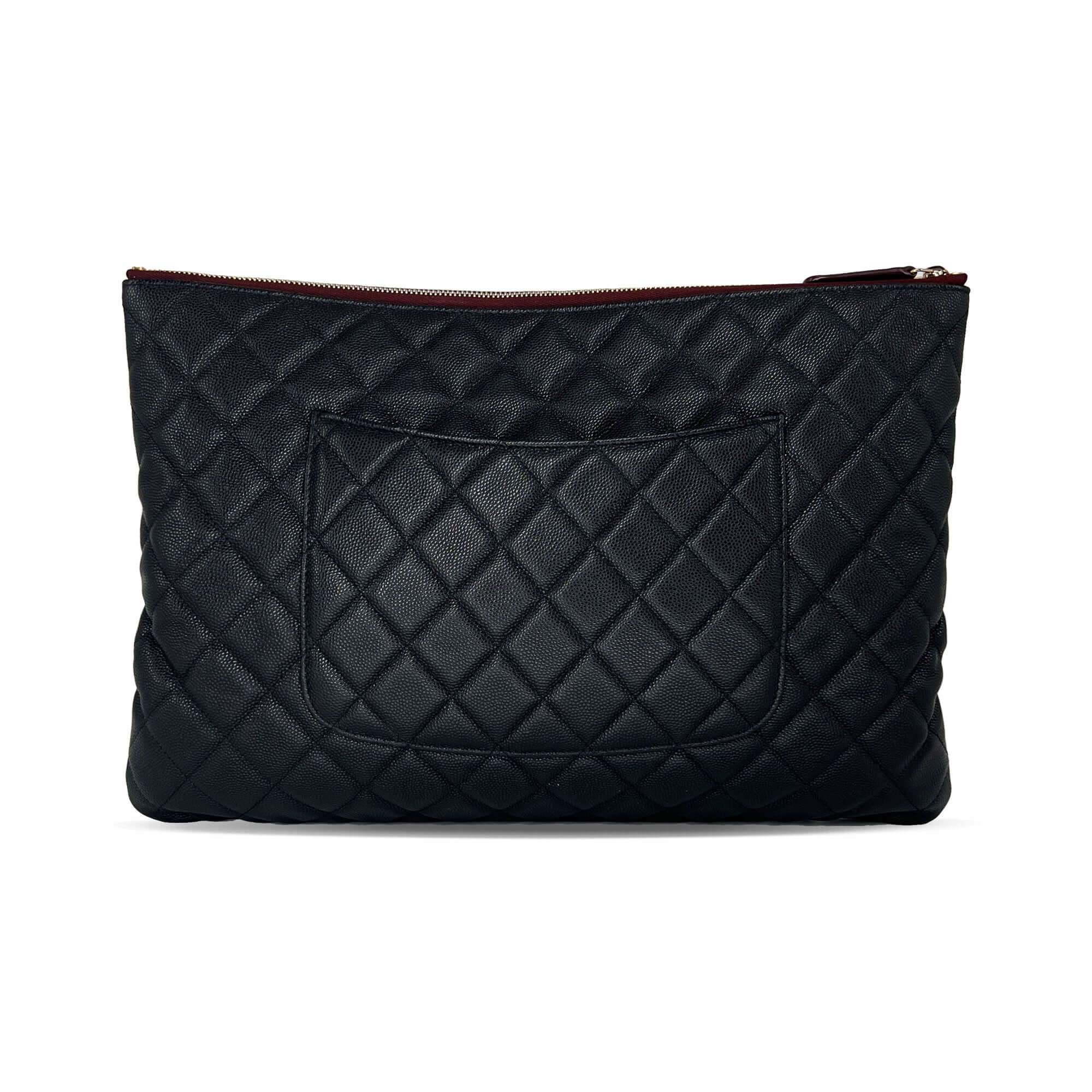 Chanel black quilted caviar leather large bag
