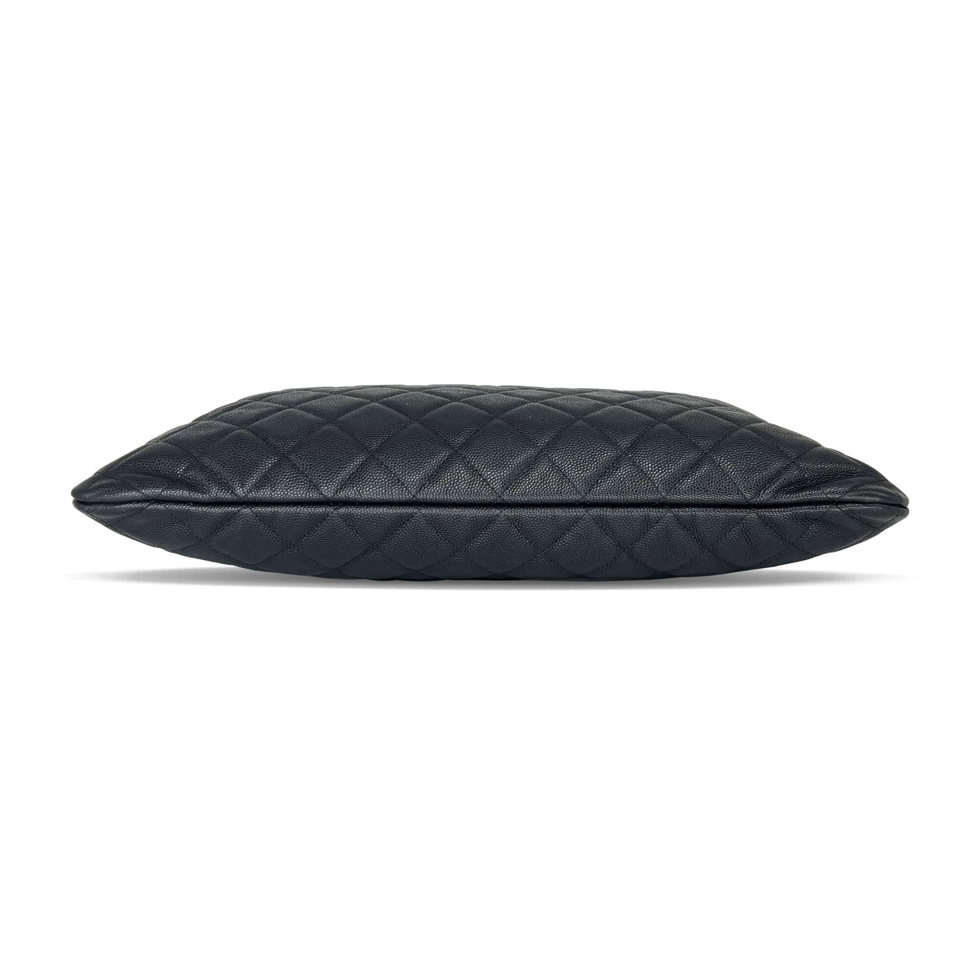 Chanel black quilted caviar leather large bag