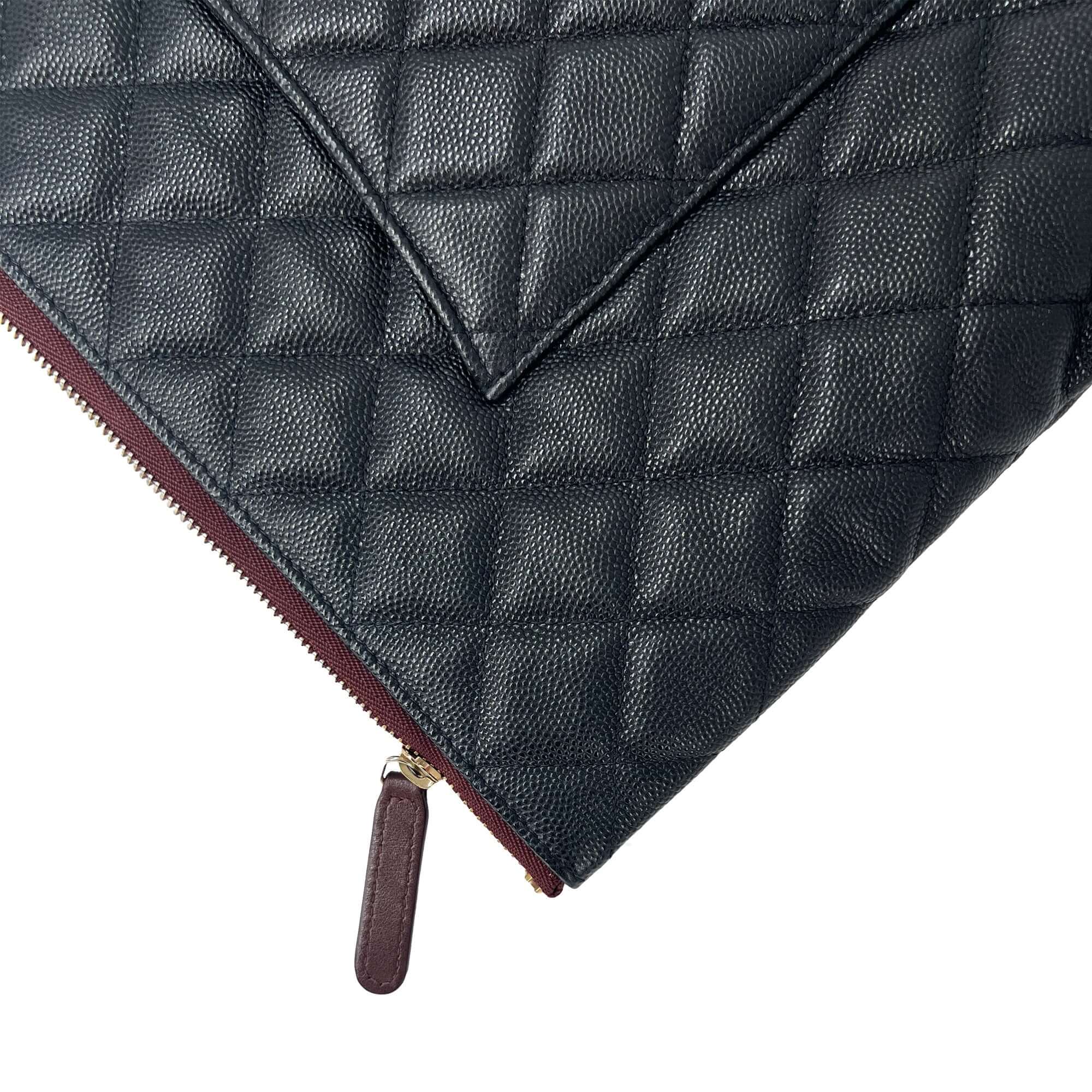Chanel black quilted caviar leather large bag