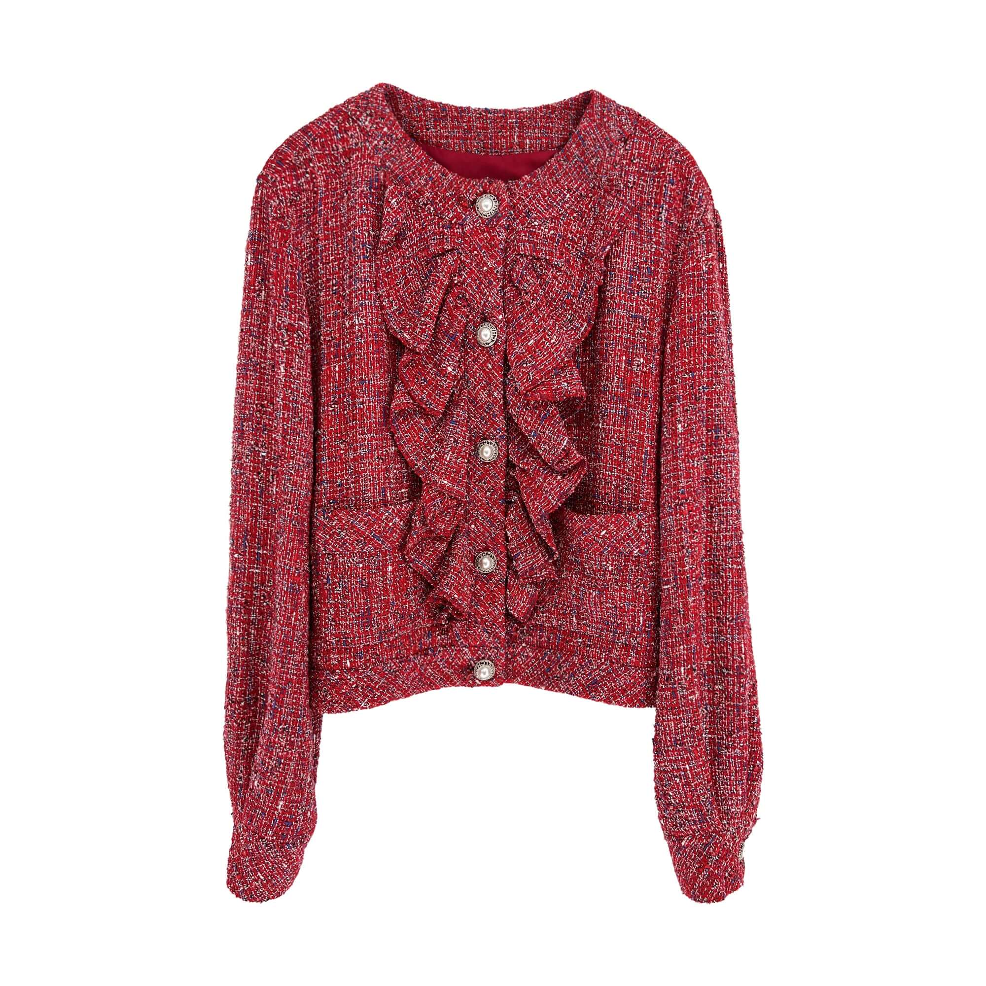 Chanel scarlet red tweed jacket