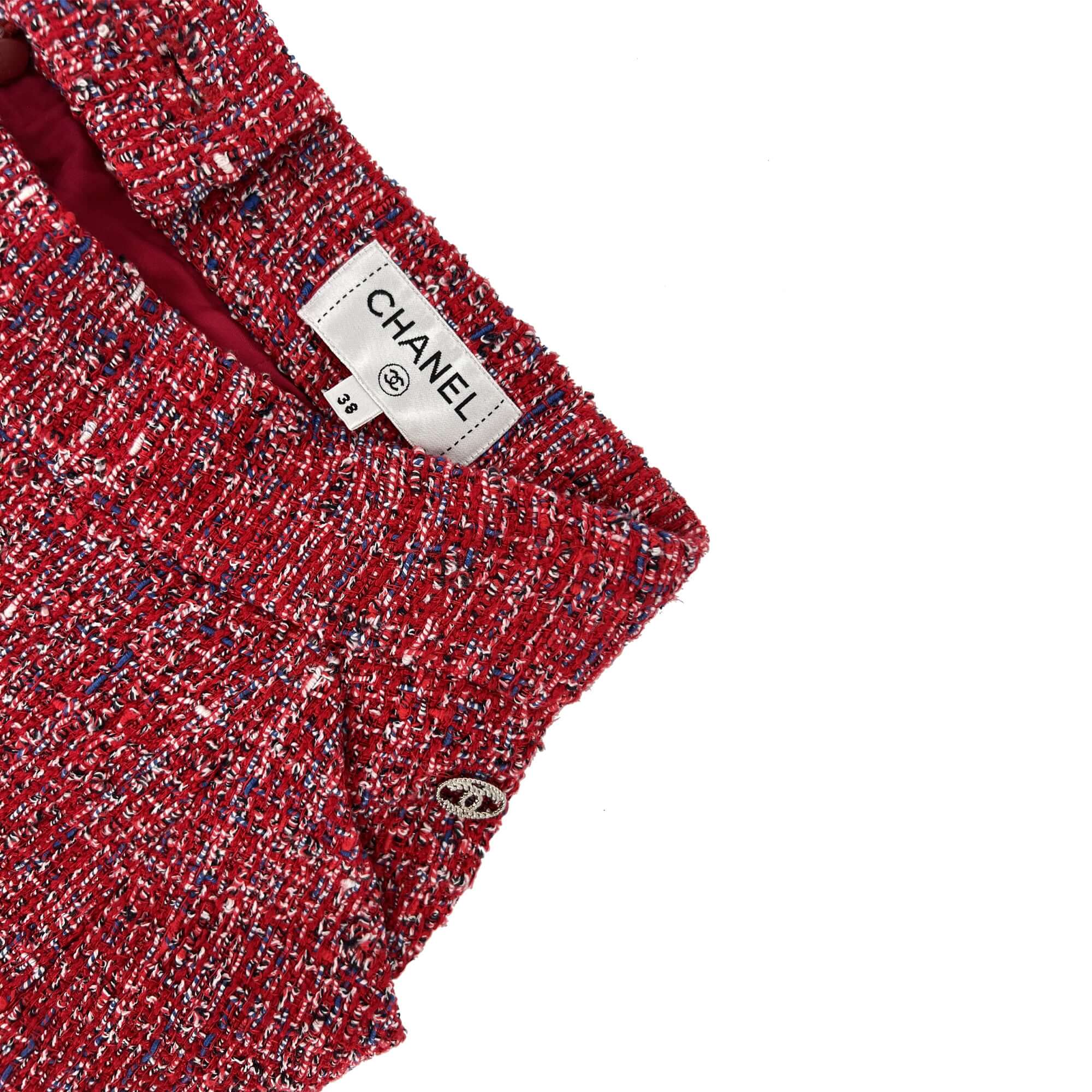 Chanel scarlet red tweed skirt
