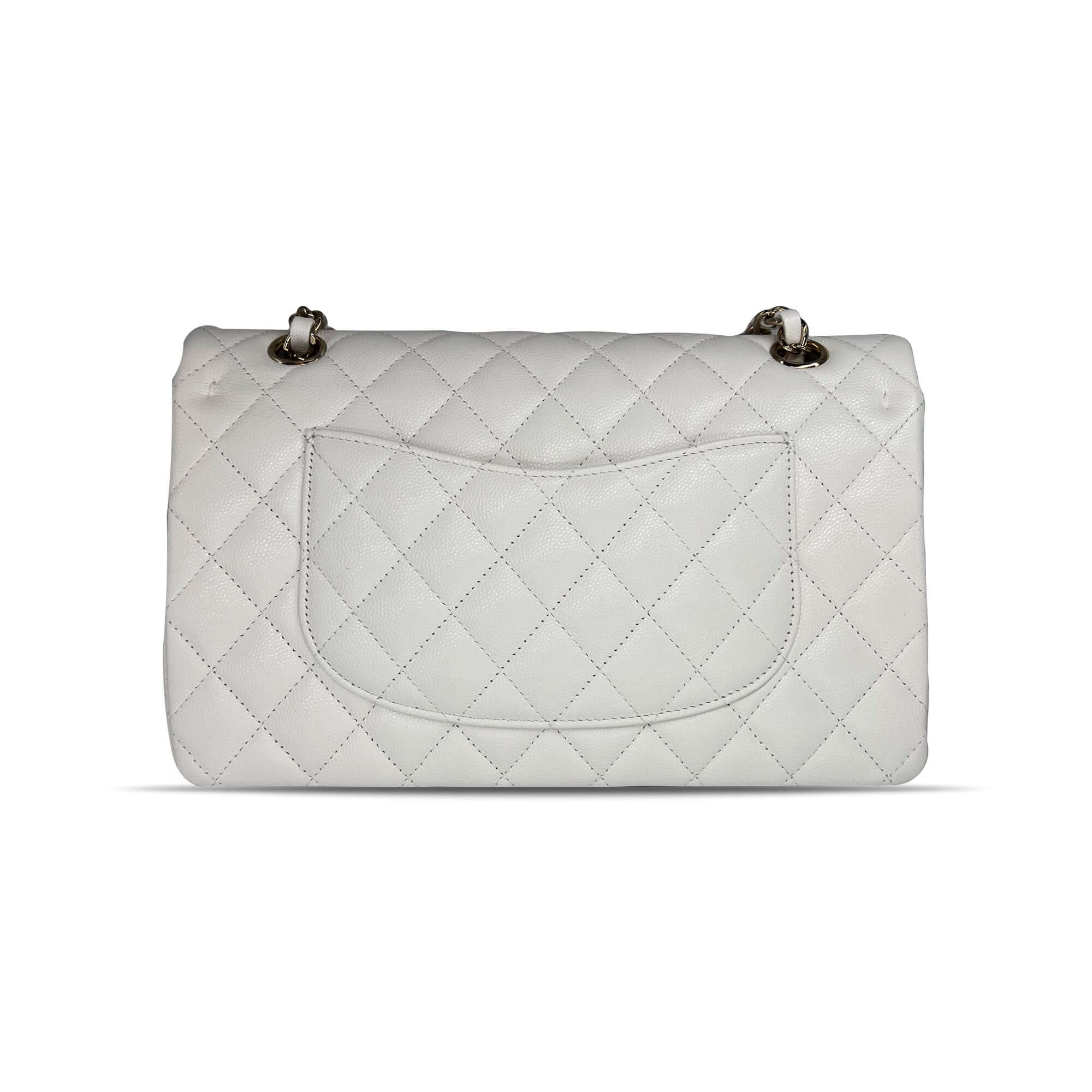 Chanel optic white caviar leather double flap closure bag