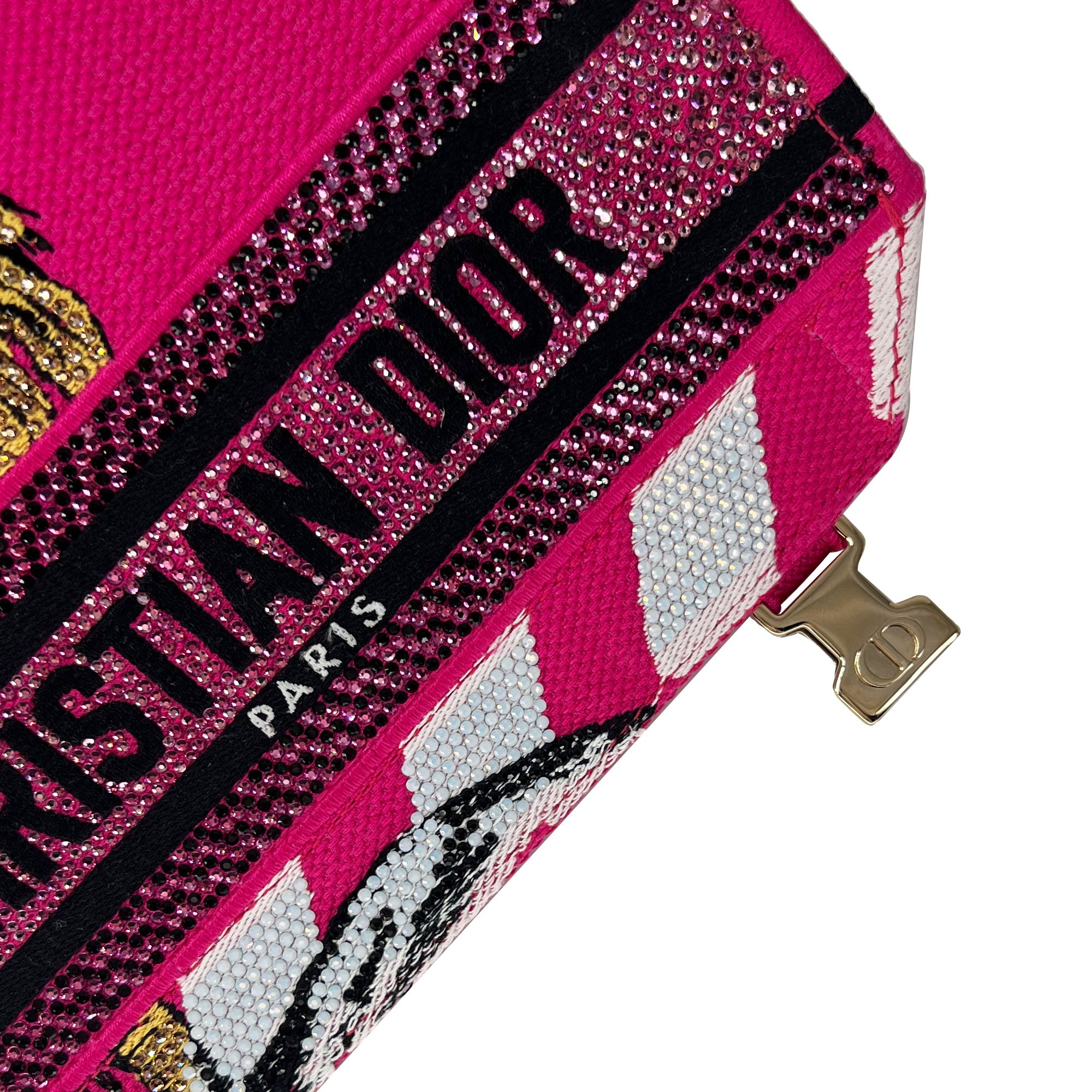 Dior camp bag pink/multicolour technical canvas with strass