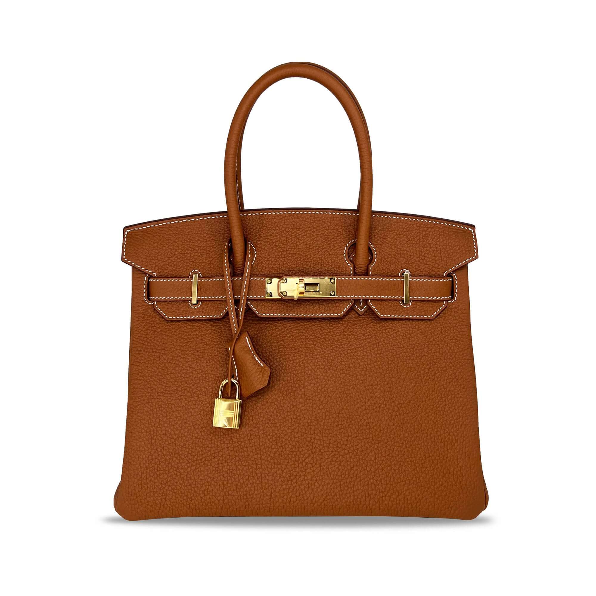 Hermes Birkin Togo B30 GHW designer bag front view