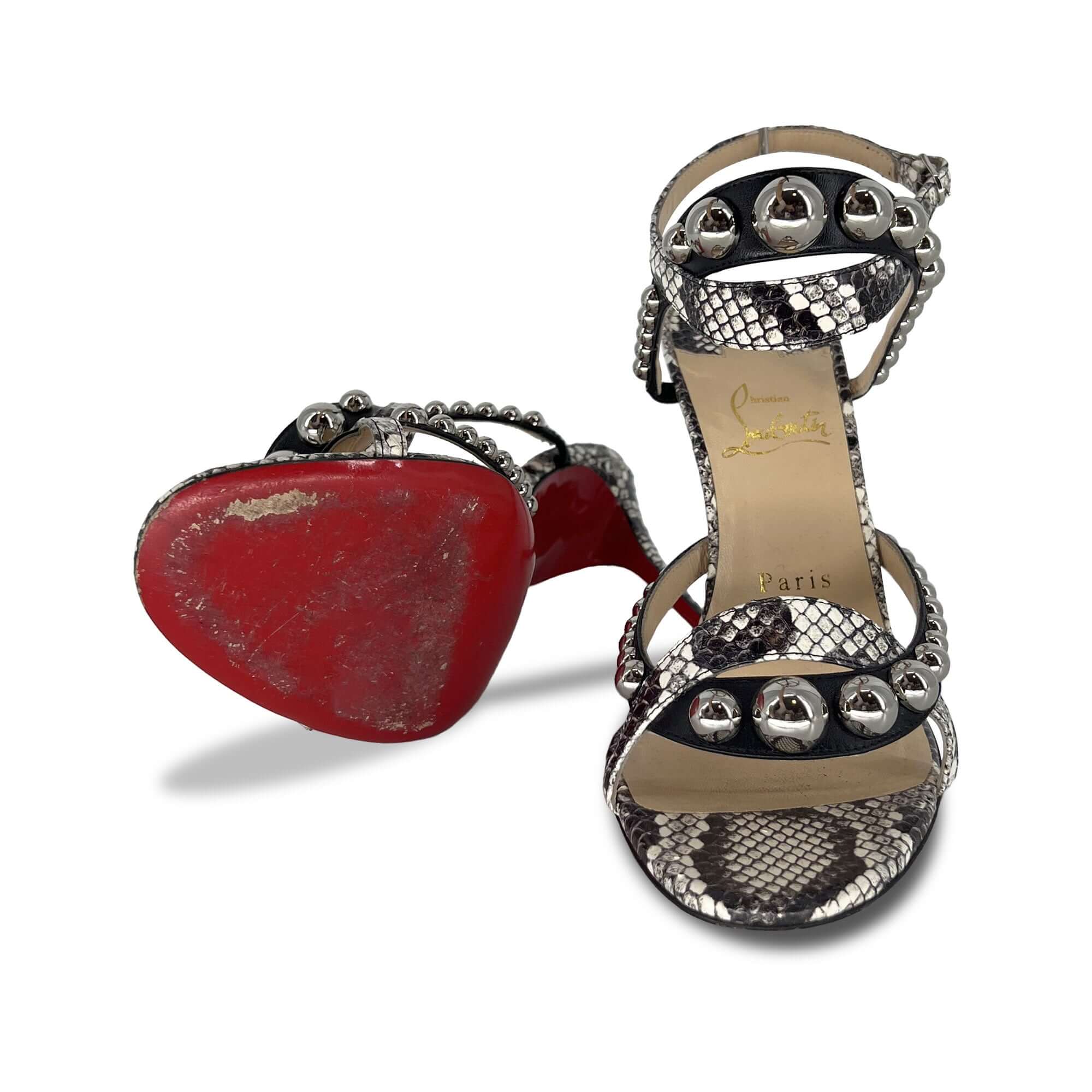 Christian Louboutin Galeria Leather and Snakeskin Sandals