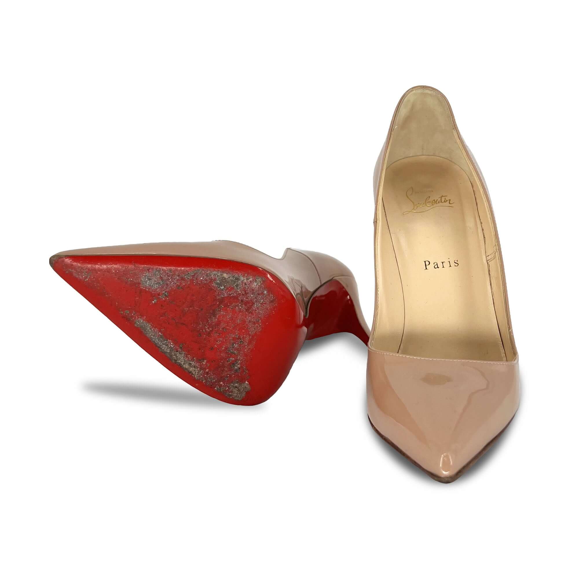 Christian Louboutin So Kate Nude Patent Leather Heels