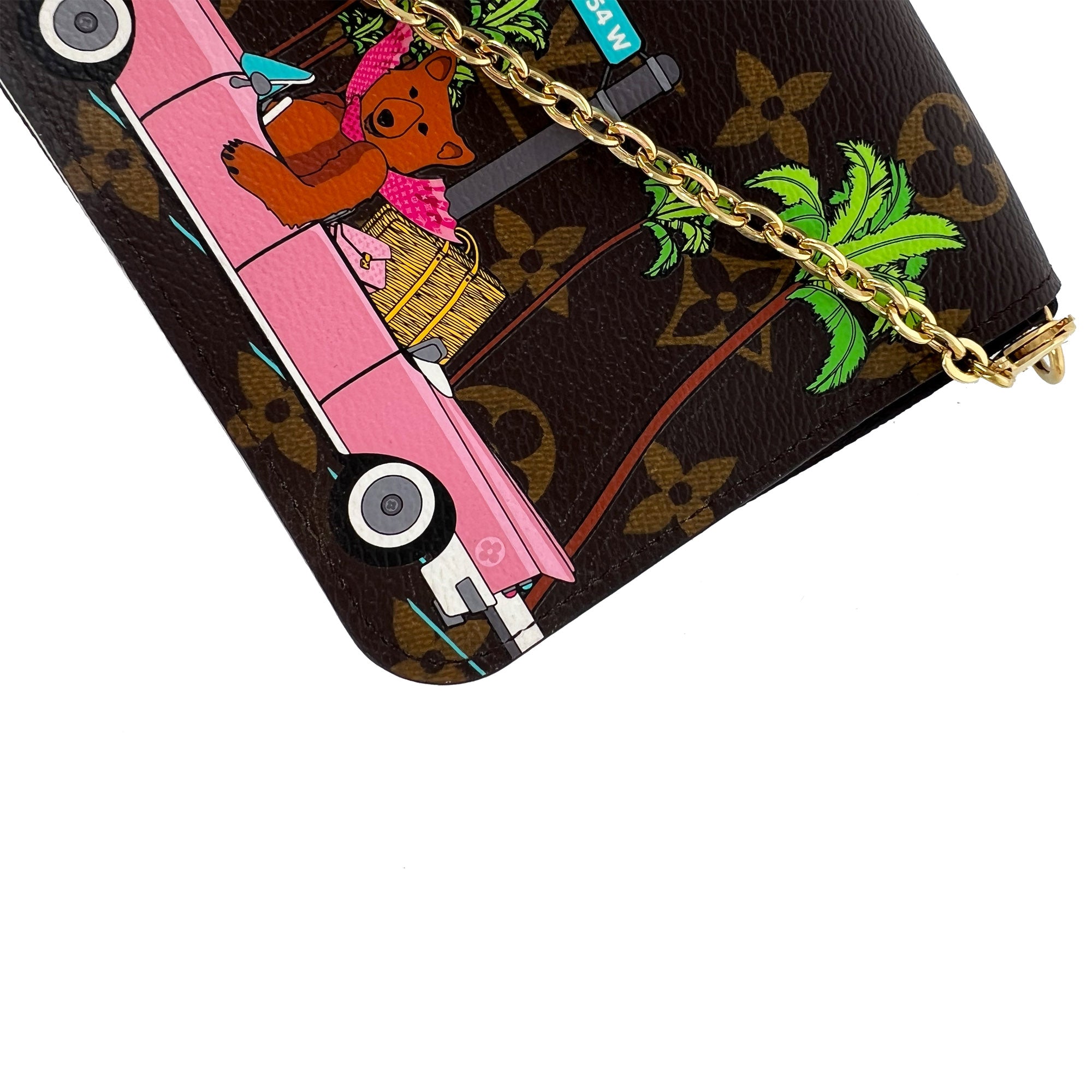 Louis Vuitton Monogram Christmas Animation pochette chain wallet