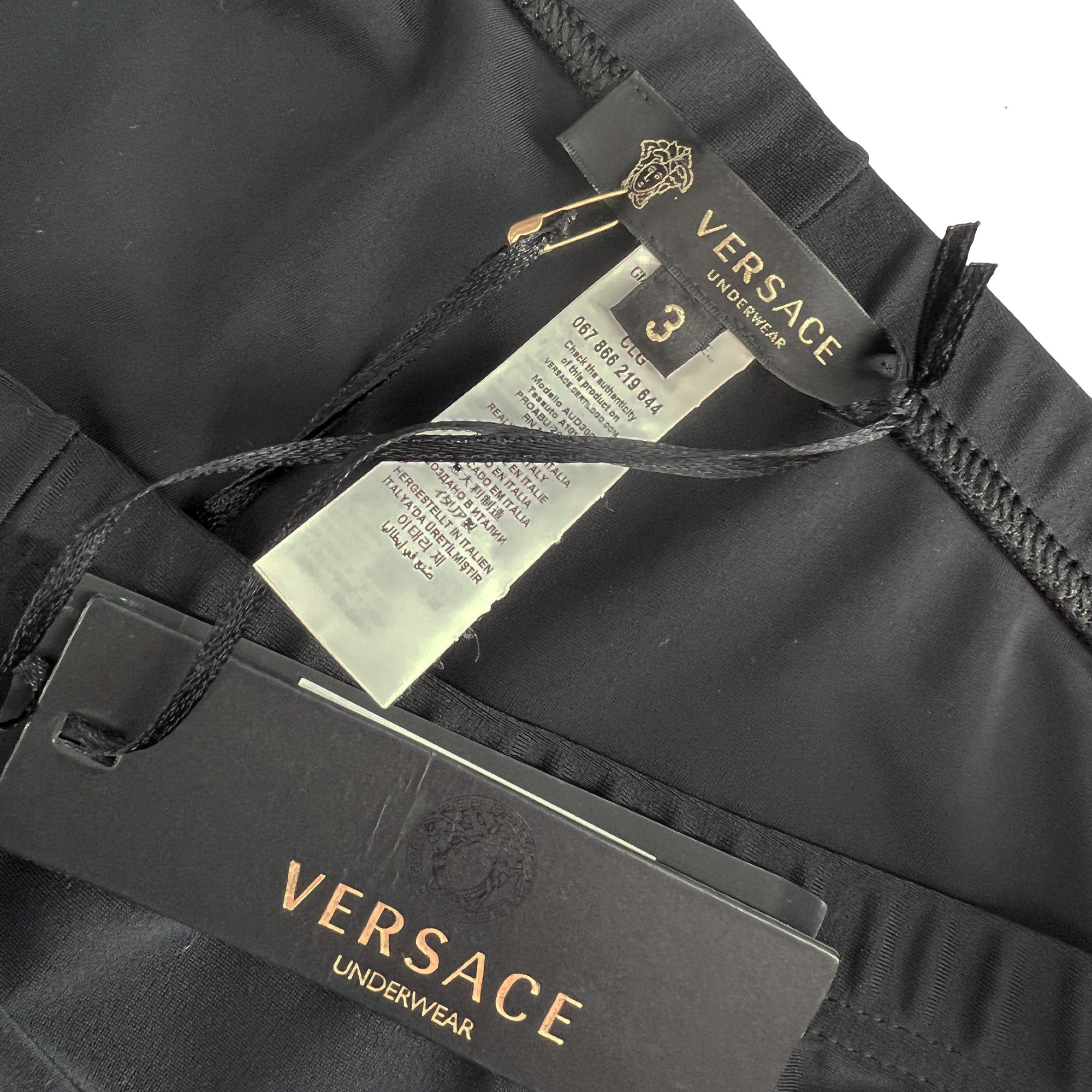 Versace Black Lace Panelled Jersey Leggings/ Tights