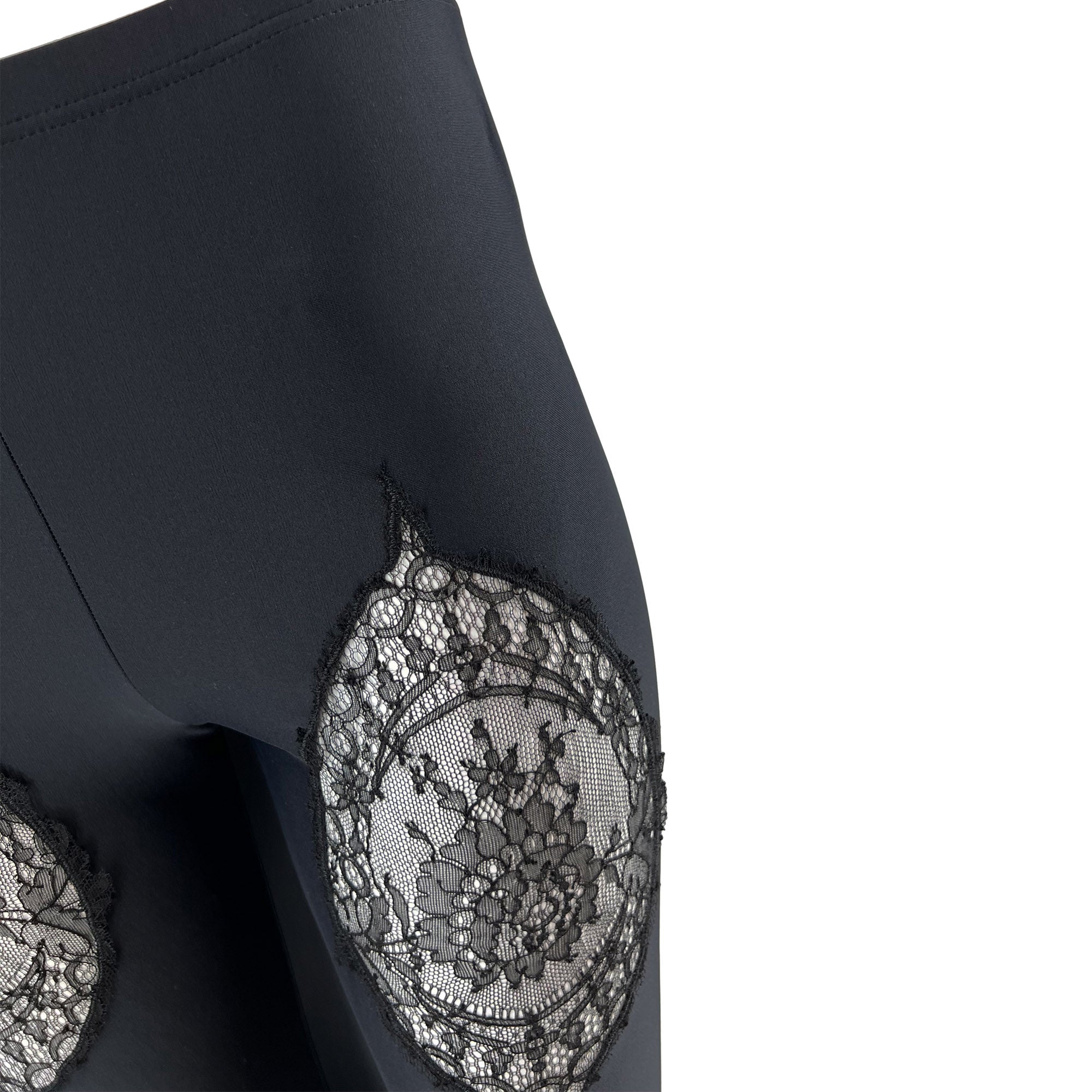 Versace Black Lace Panelled Jersey Leggings/ Tights