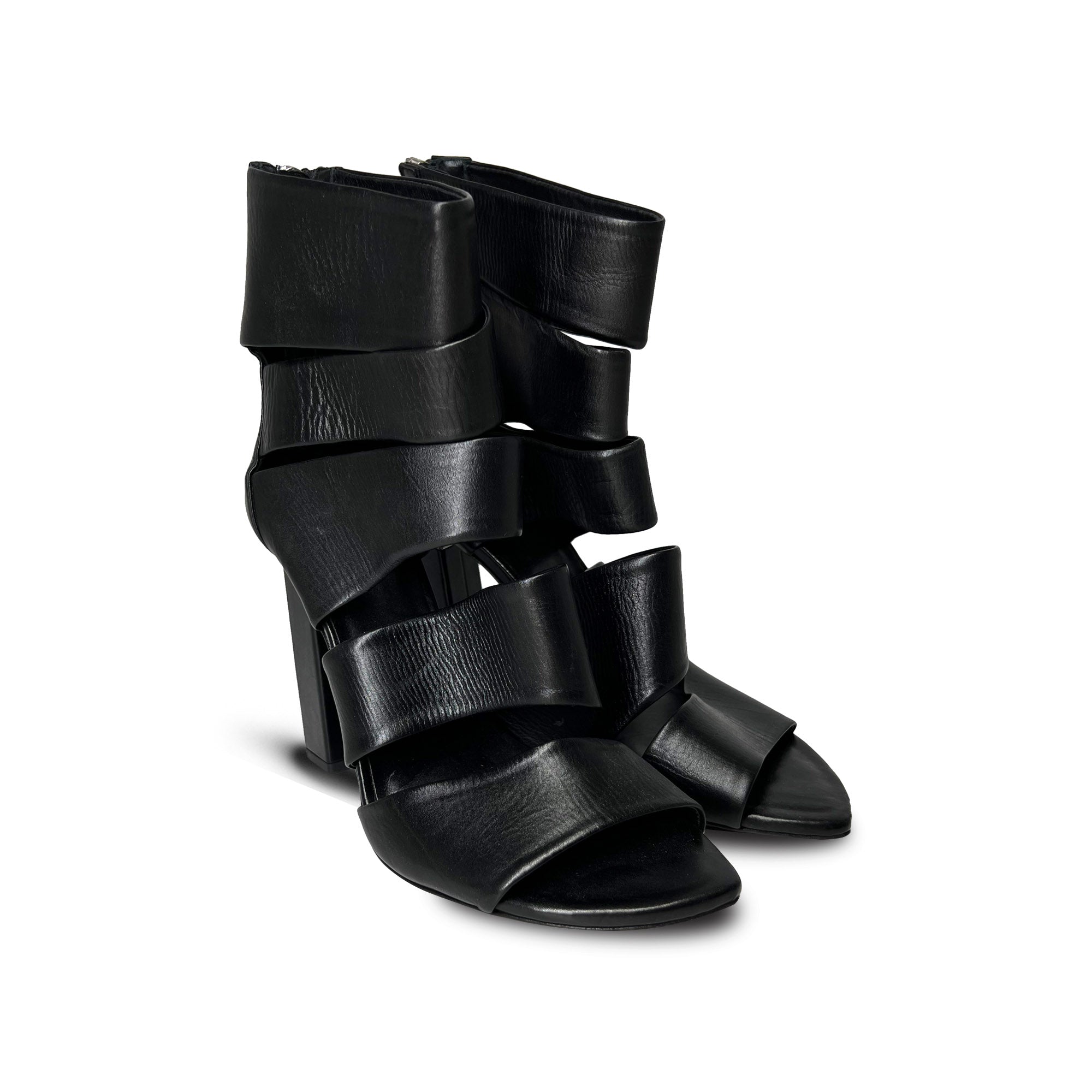 Vic Matie leather high heel sandals black