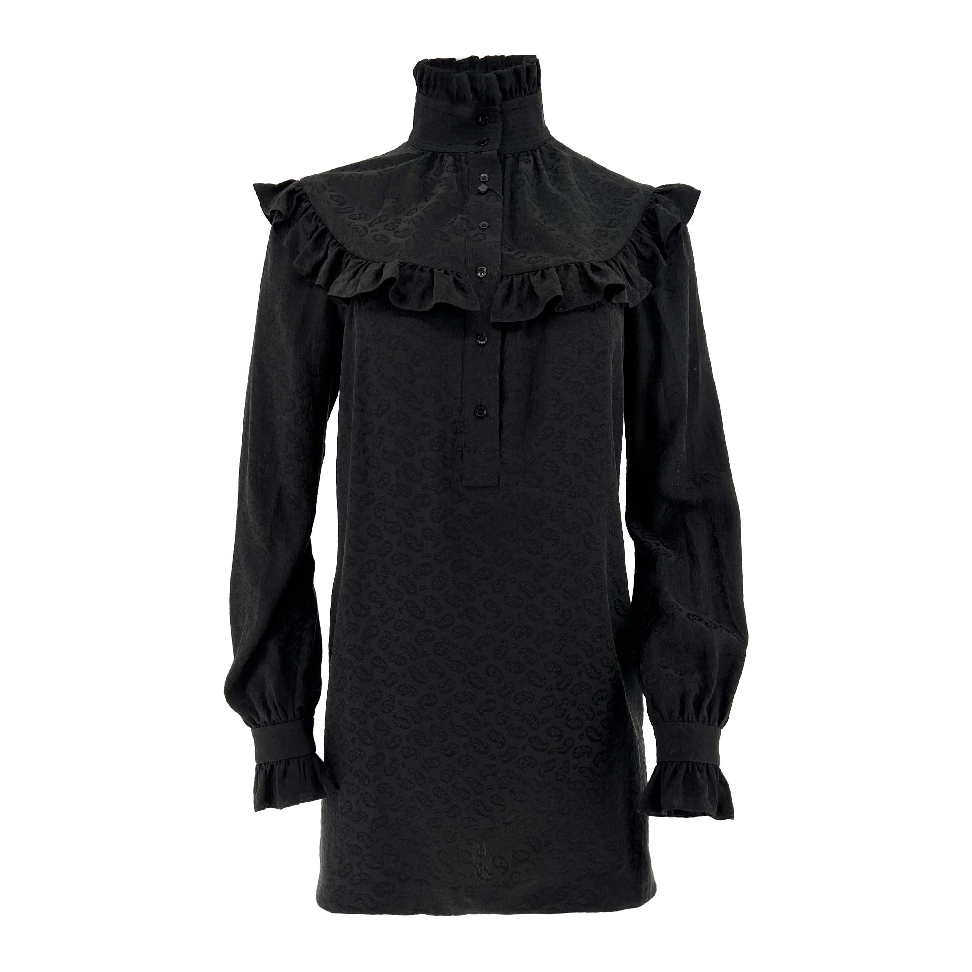 Saint Laurent High Neck Paisley Pattern Dress