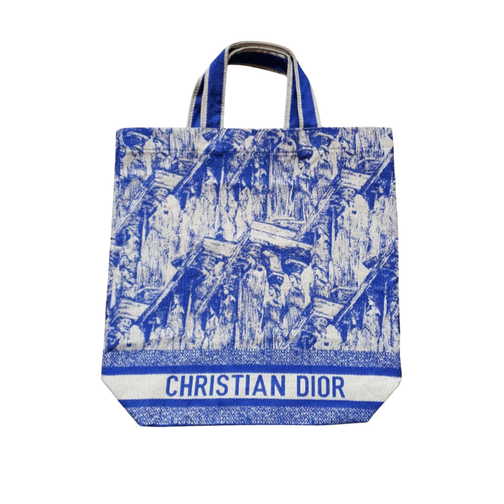 Dior - Authenticated Book Tote Handbag - Cotton Blue for Women, Very Good Condition
