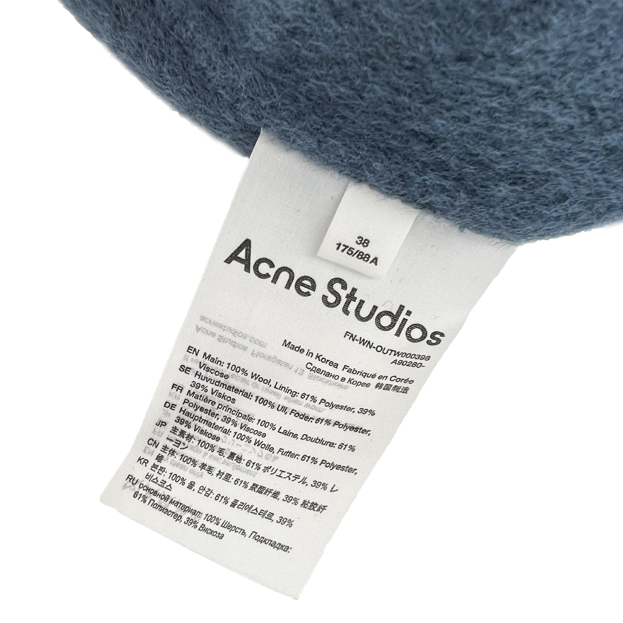 Acne Studios Teal Blue Double Ou Coat