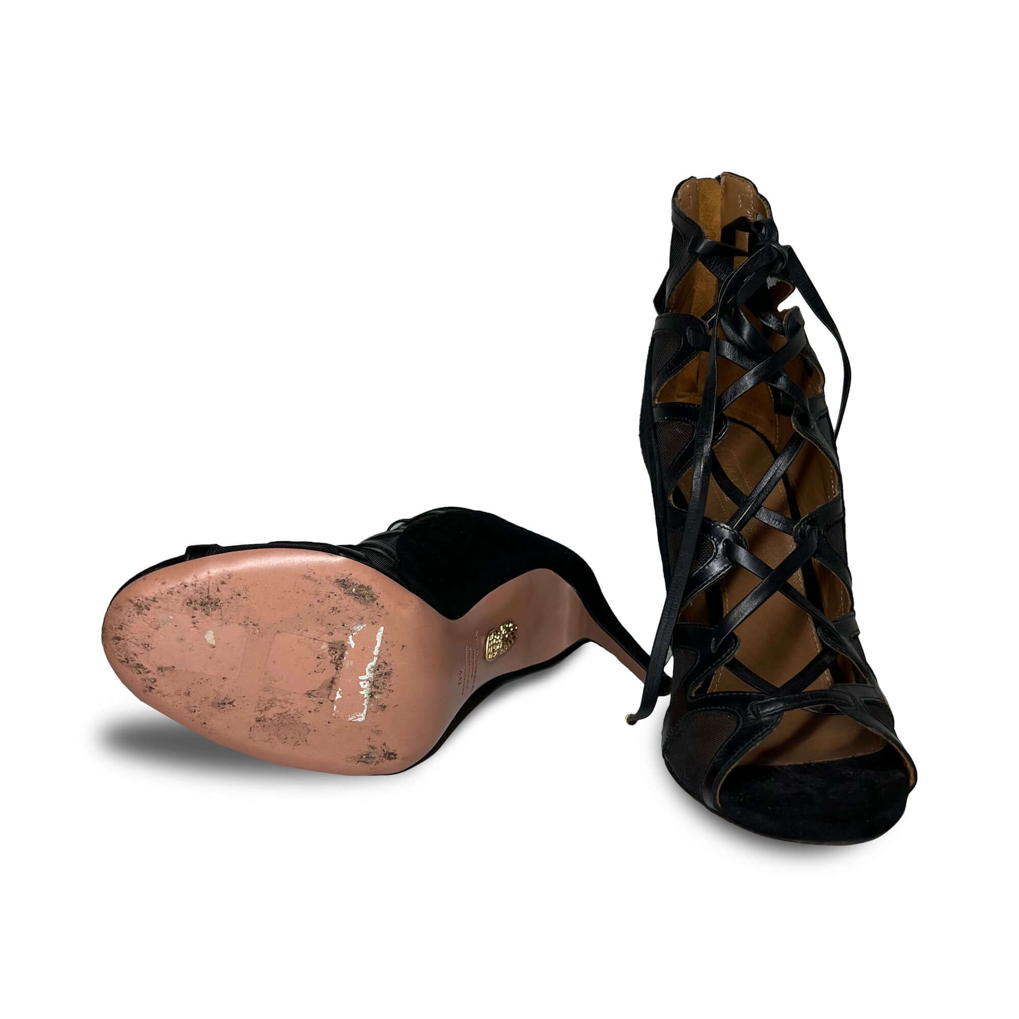 Aquazzura Suede Sandals in Blac