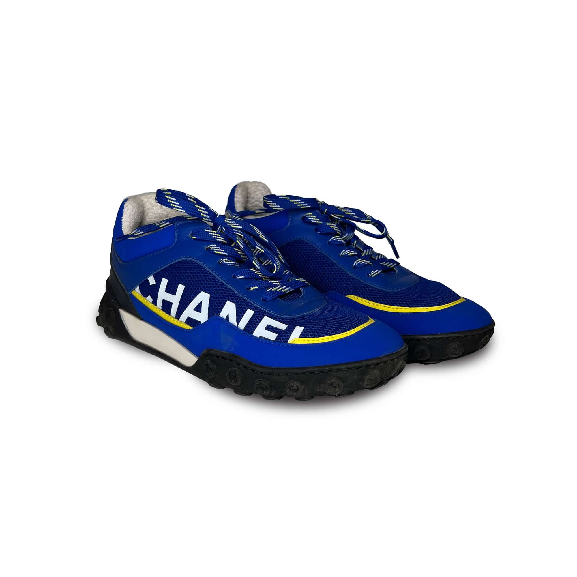 Chanel blue CC logo tennis sneakers