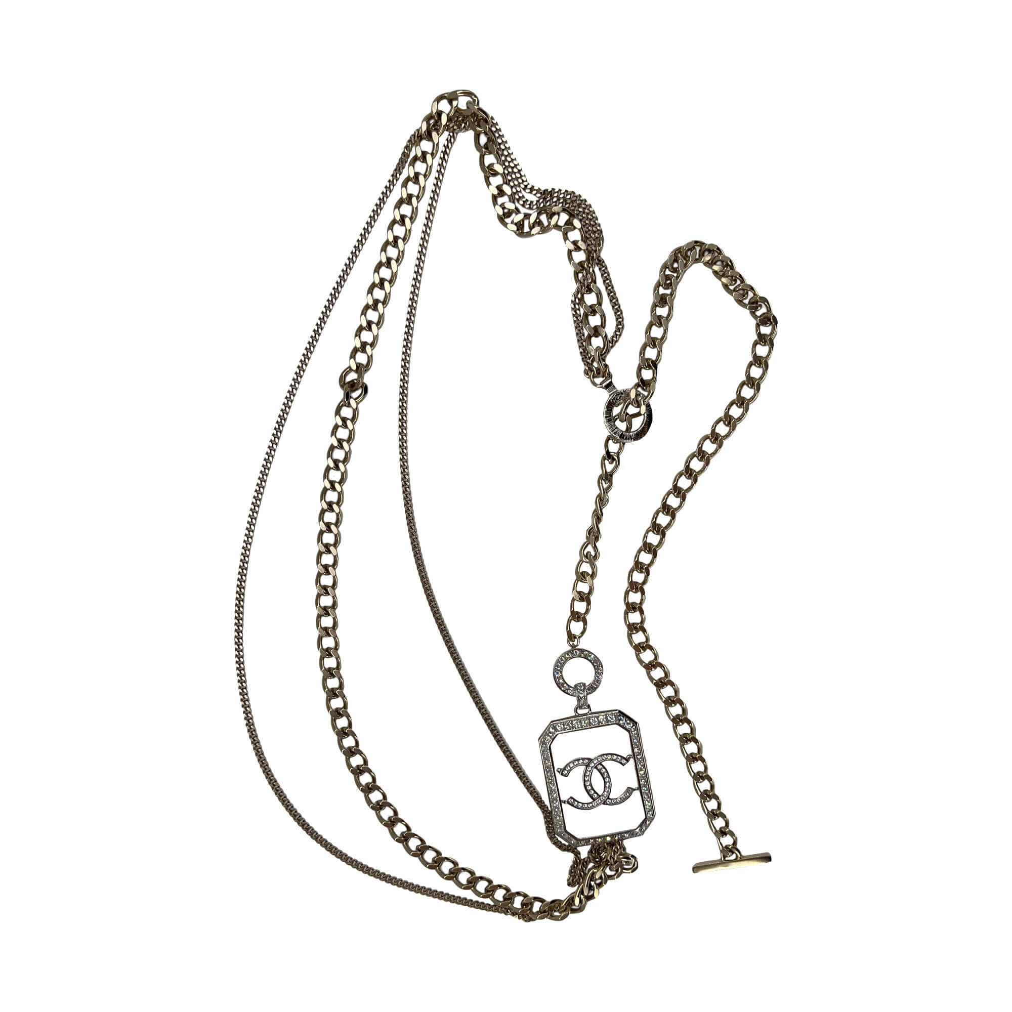 Chanel CC logo necklace triple chain