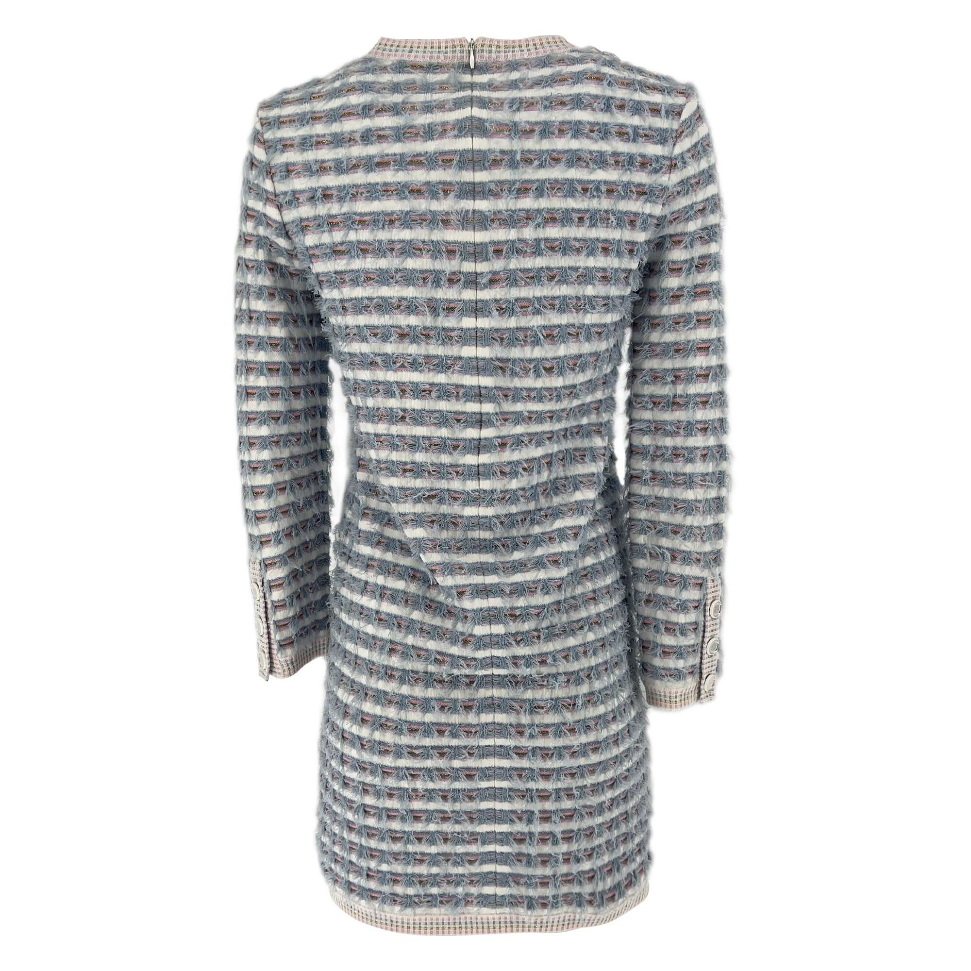 Chanel La Pausa Striped Fringed Knit Mini Dress