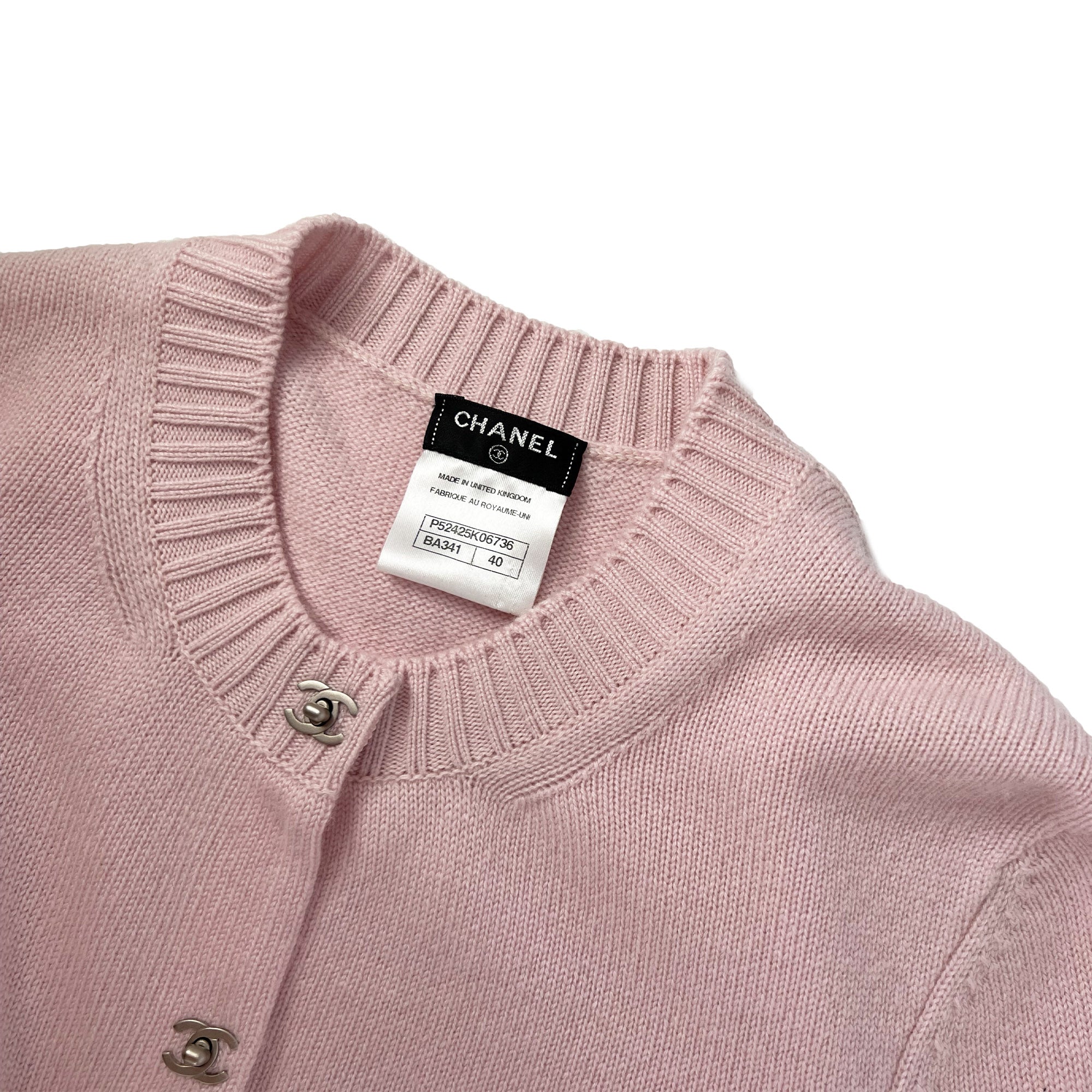 Pre owned Chanel CC Turnlock Pink Cashmere Designer Cardigan