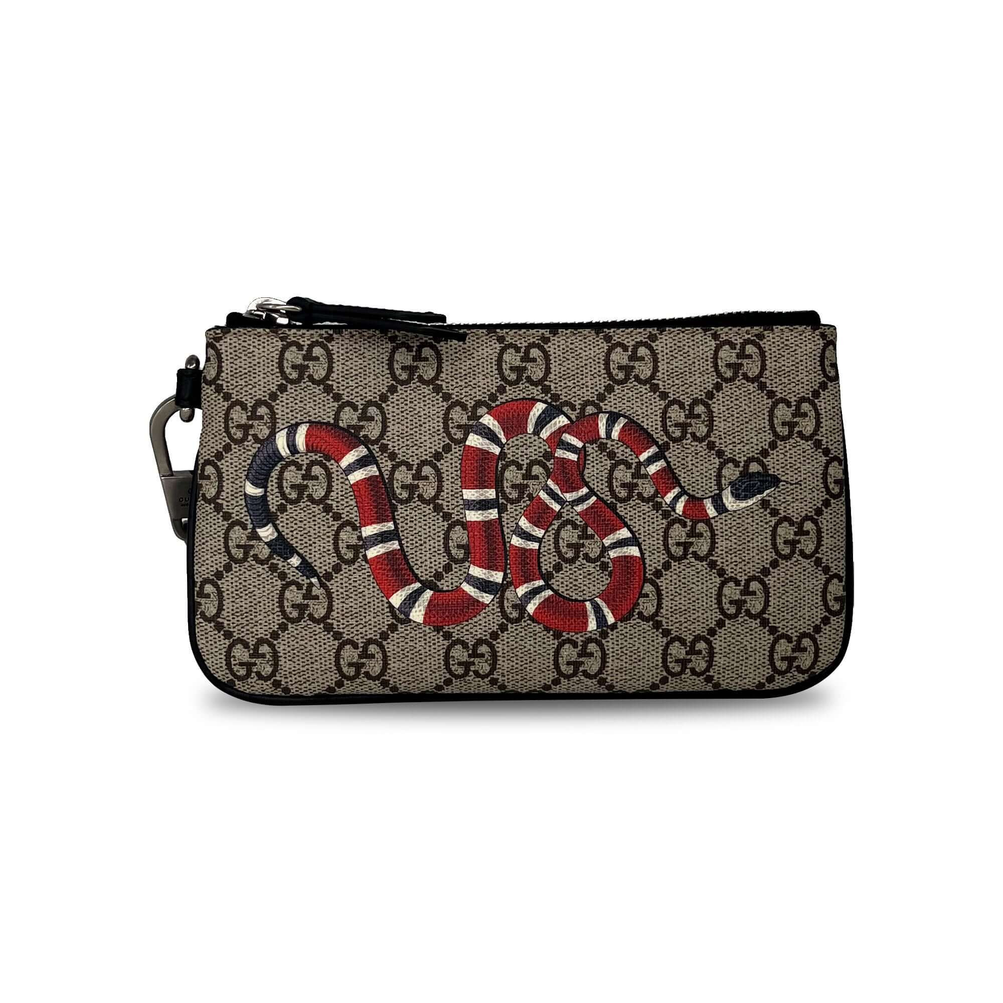 Gucci snake print GG supreme zip around wallet