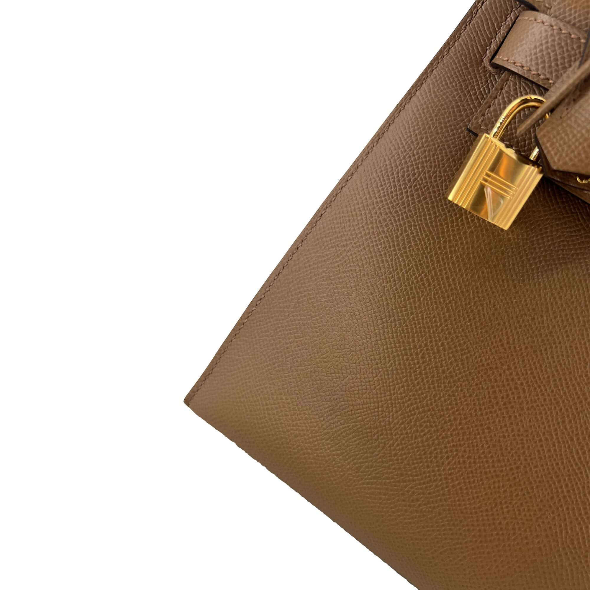 Hermes Kelly Alezan Epsom leather designer bag detail lock