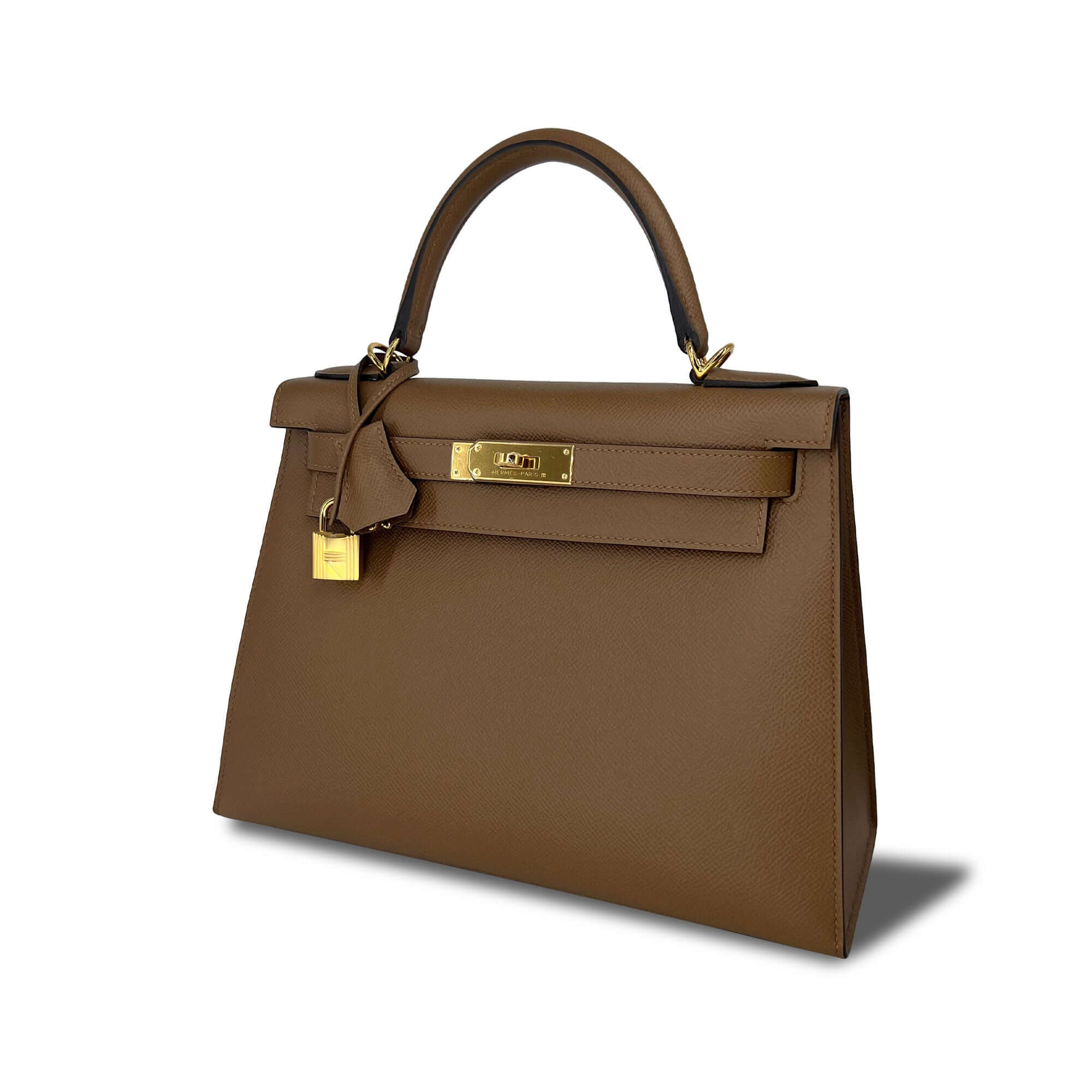 Hermes Kelly Alezan Epsom leather designer bag front angle