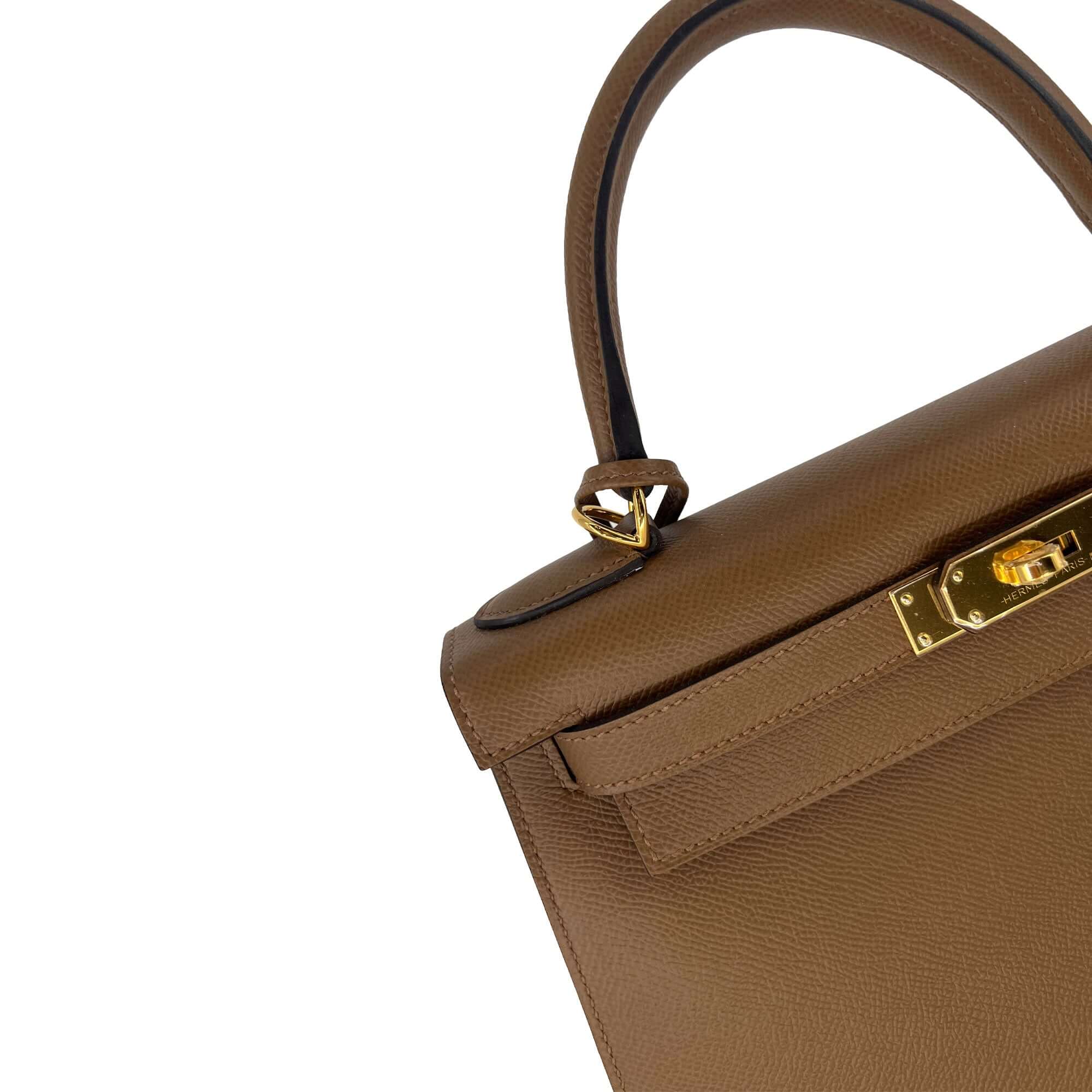 Hermes Kelly Alezan Epsom leather designer bag detail