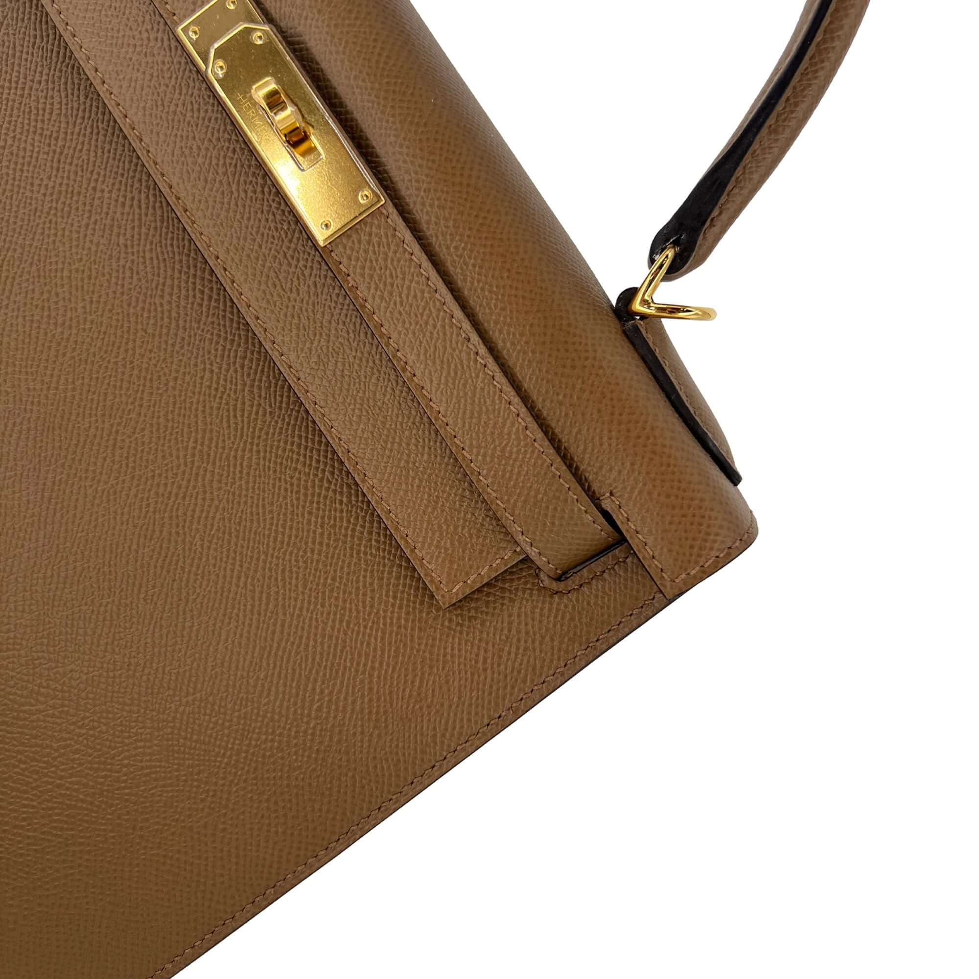 Hermes Kelly Alezan Epsom leather designer bag detail corner