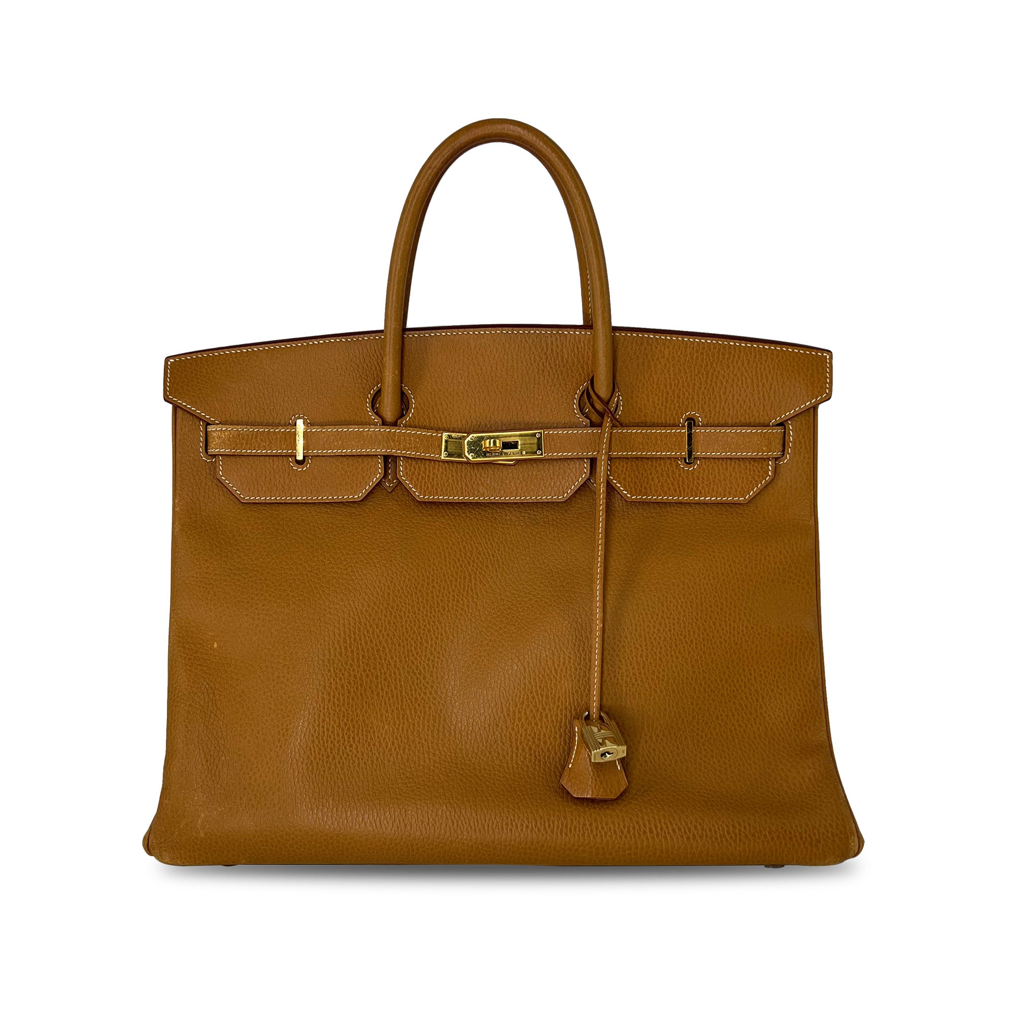 Vintage Hermes Birkin B40 PHW Clemence Leather designer bag front