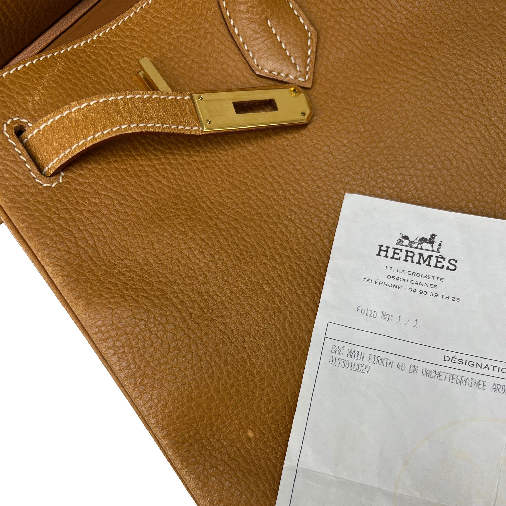 Vintage Hermes Birkin B40 PHW Clemence Leather designer bag detail