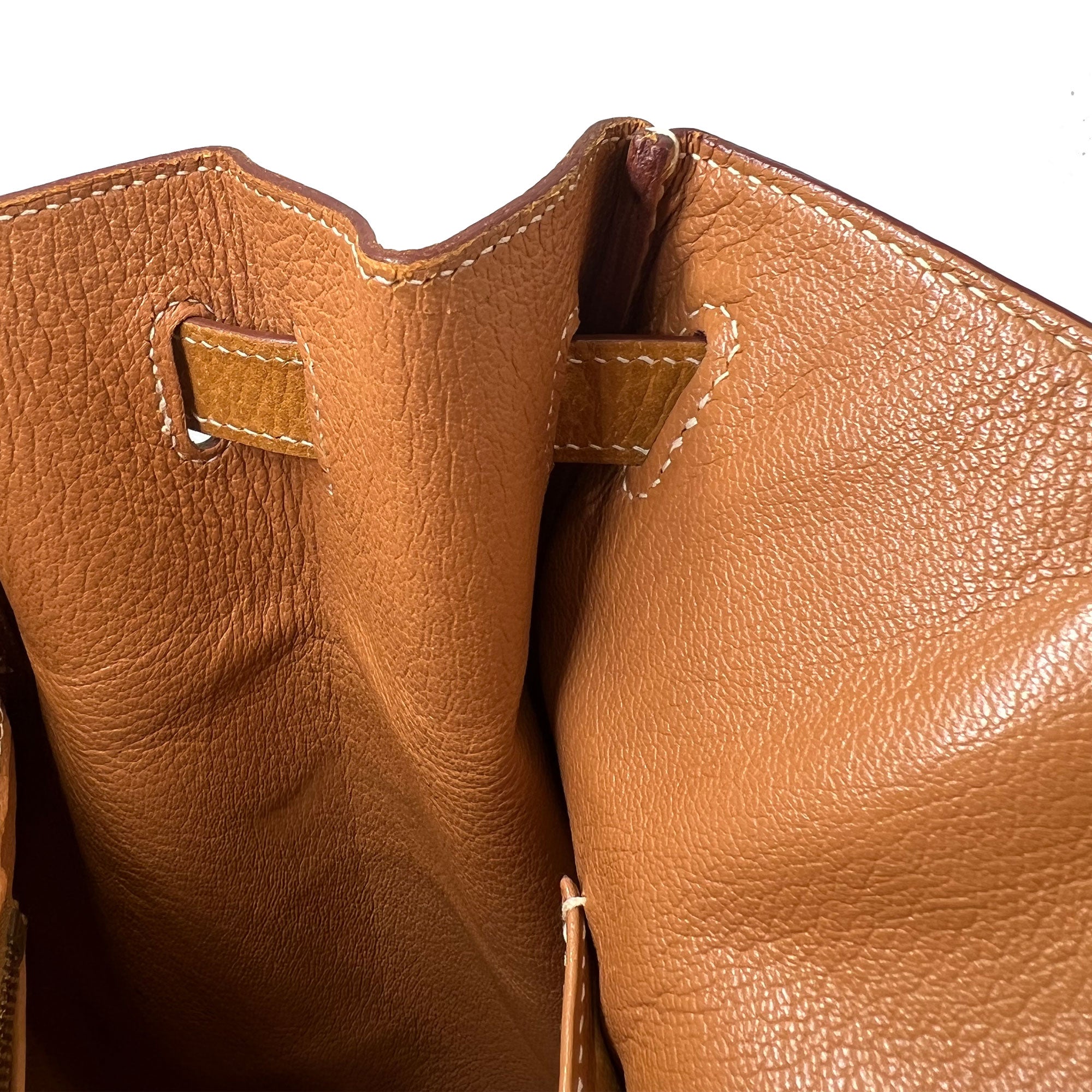 Vintage Hermes Birkin B40 PHW Clemence Leather designer bag inside detail