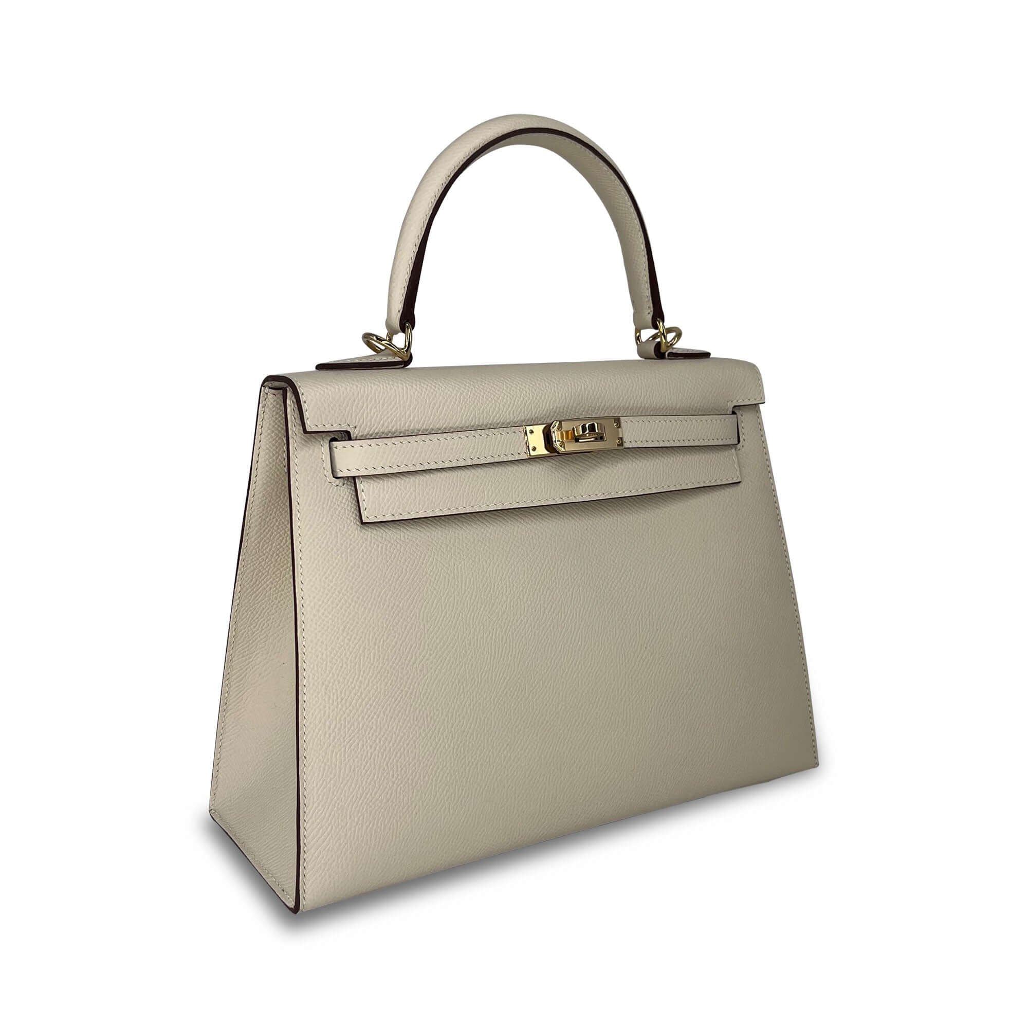 Hermes Kelly Craie Epsom leather designer bag angle