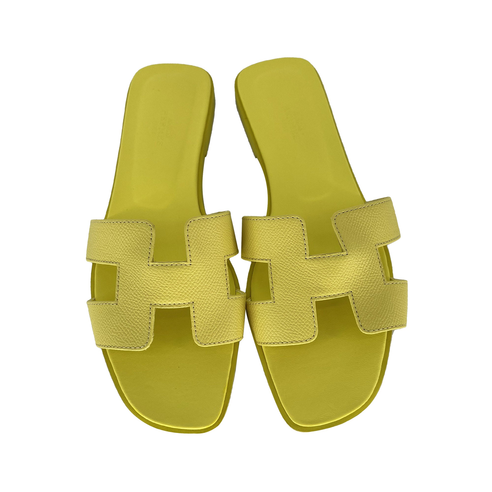 Hermes Oran Designer Epsom leather slippers top