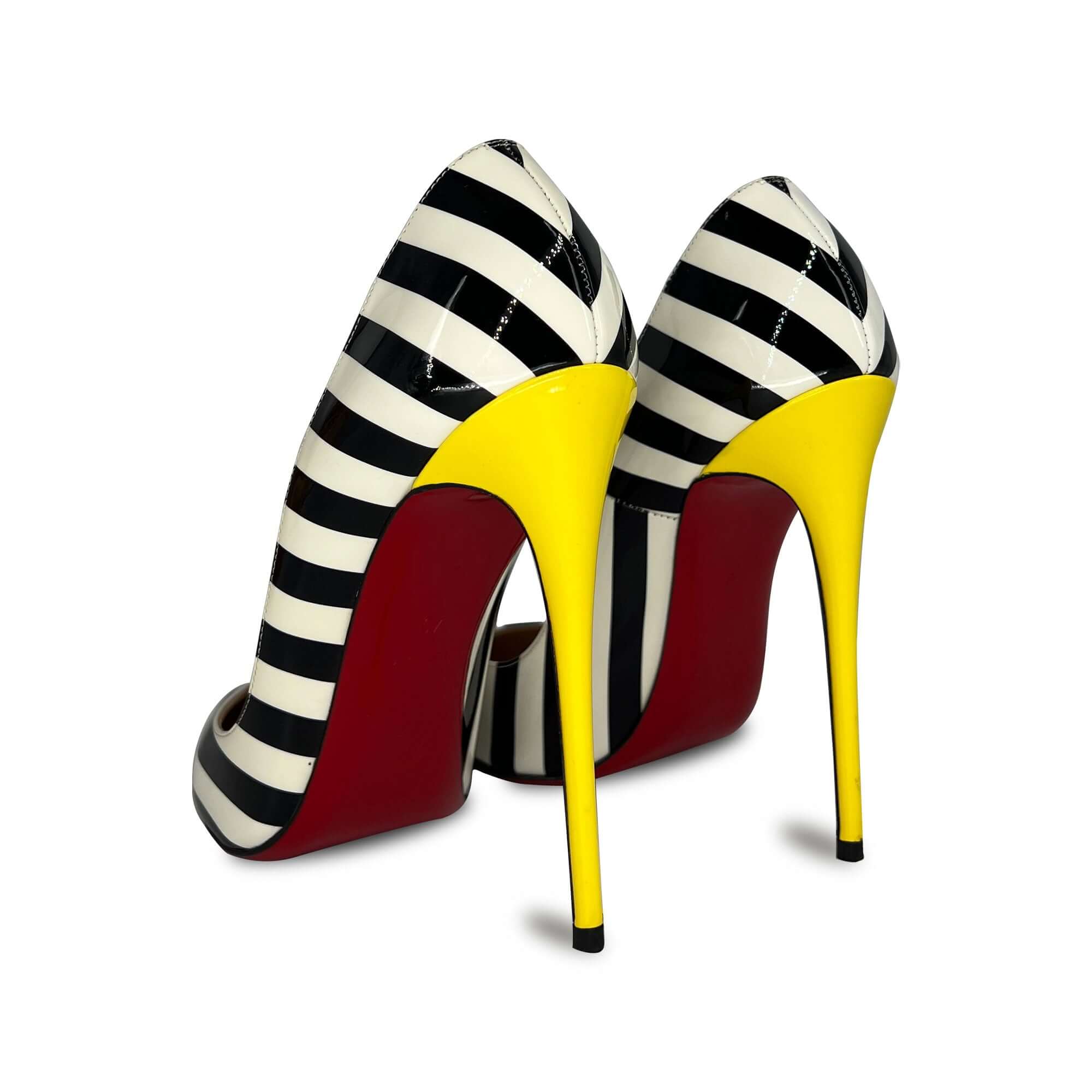 Christian Louboutin So Kate stripped patent leather pumps