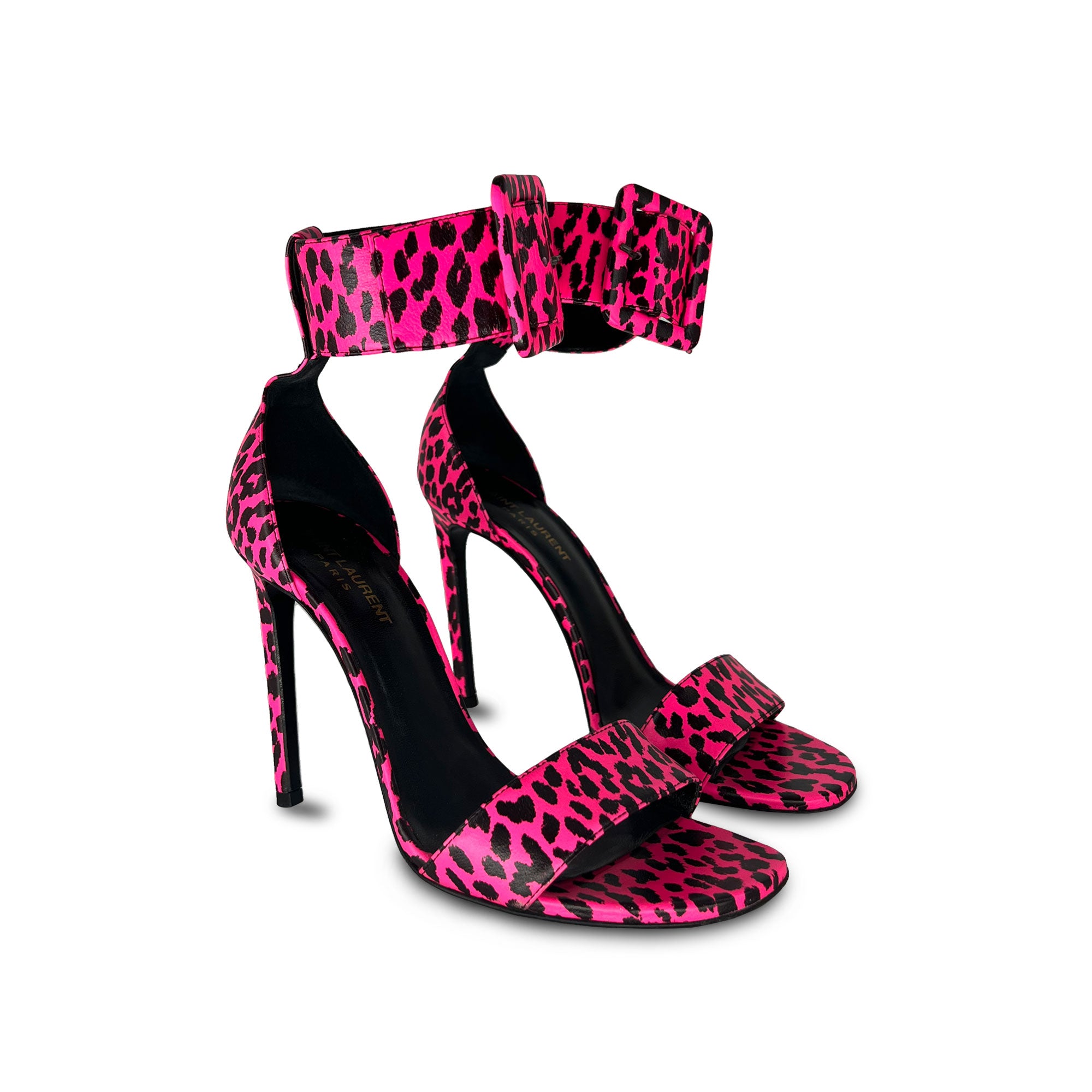 Yves Saint Laurent pink animal print sandals