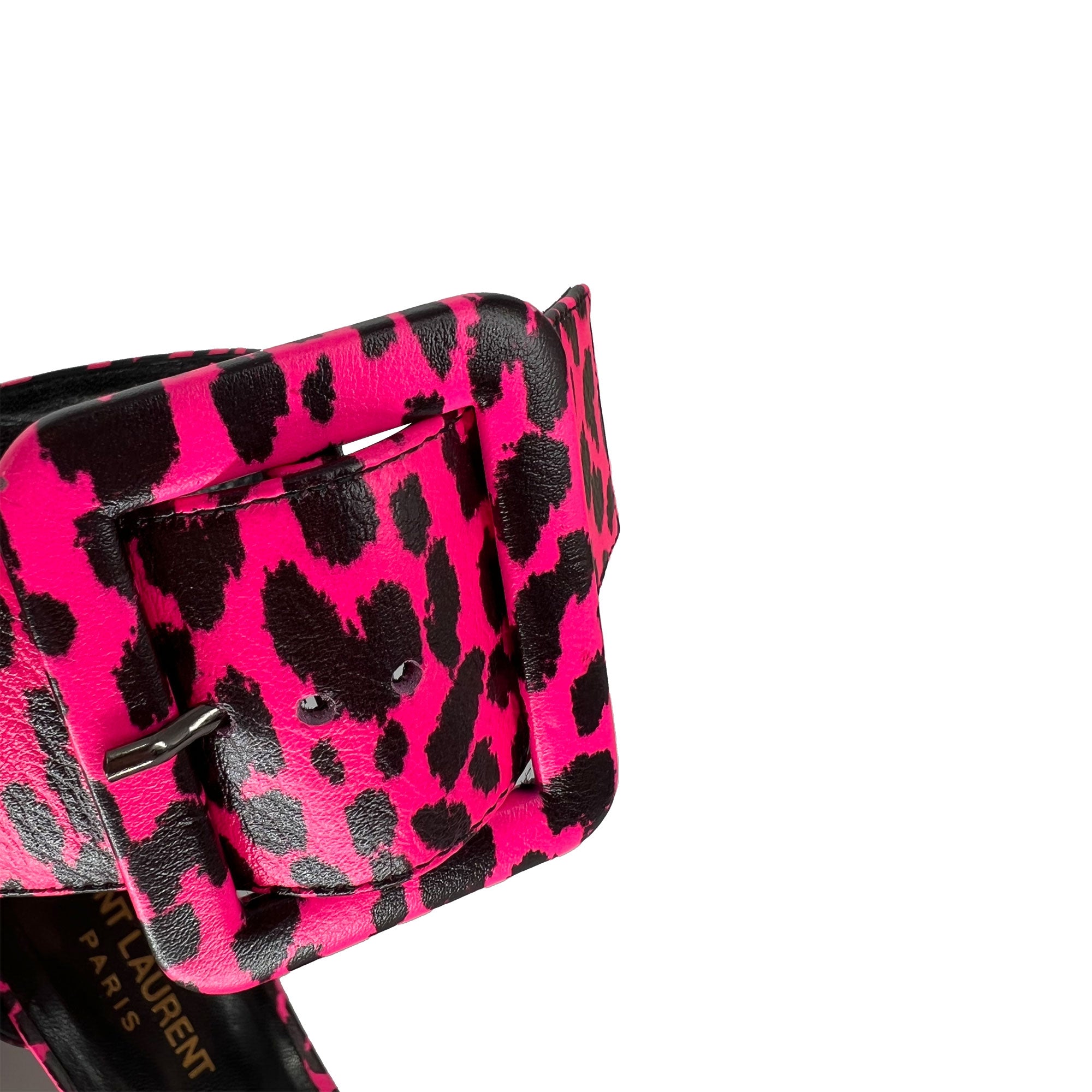 Yves Saint Laurent pink animal print sandals