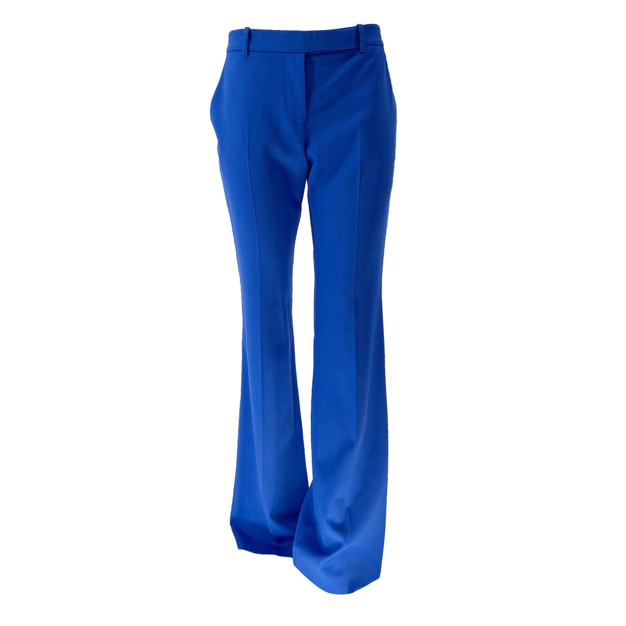Alexander McQueen blue flared trousers front