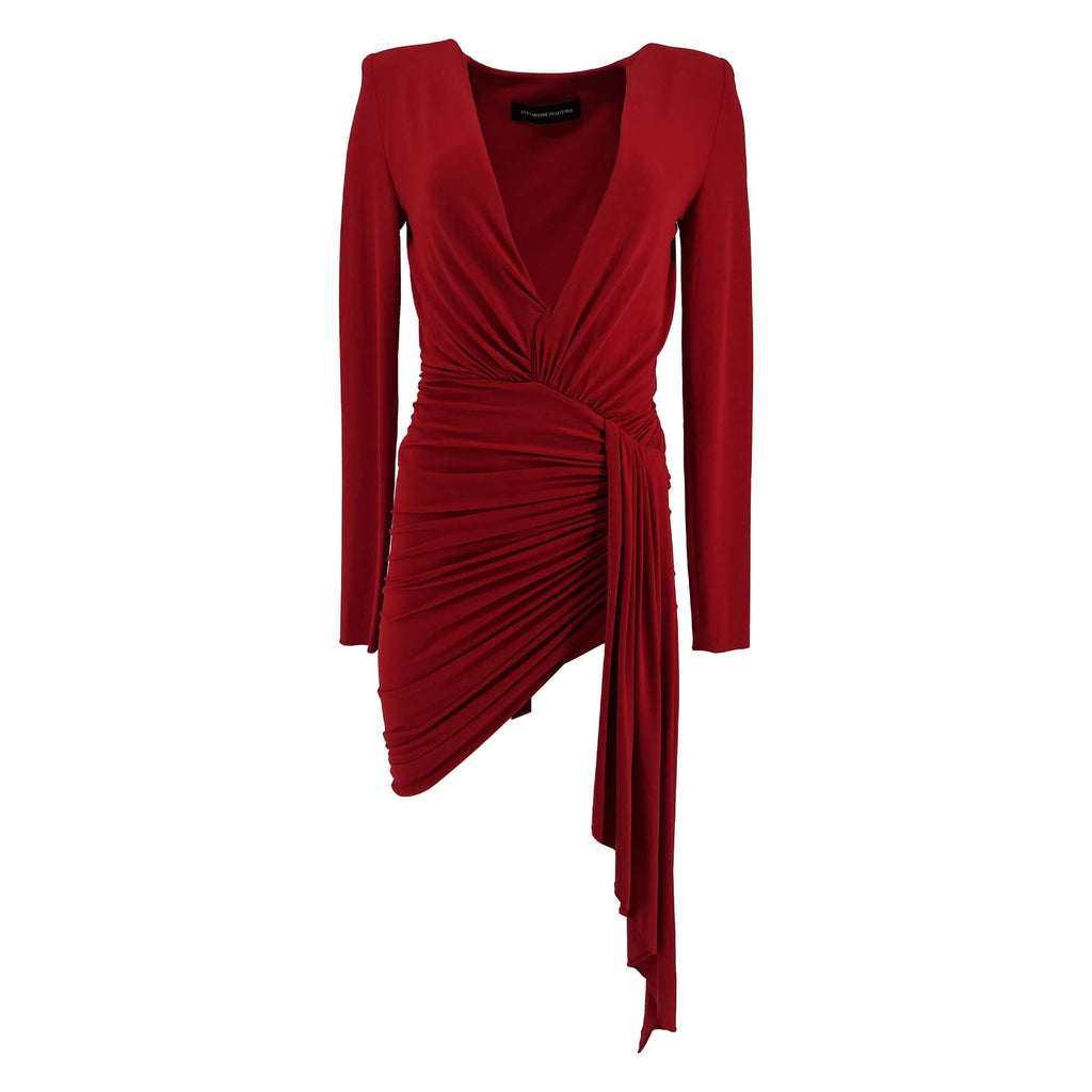 alexandre vauthier red velvet dress Alexandre Vauthier Draped Velvet Maxi Dress In Red - 63% Off