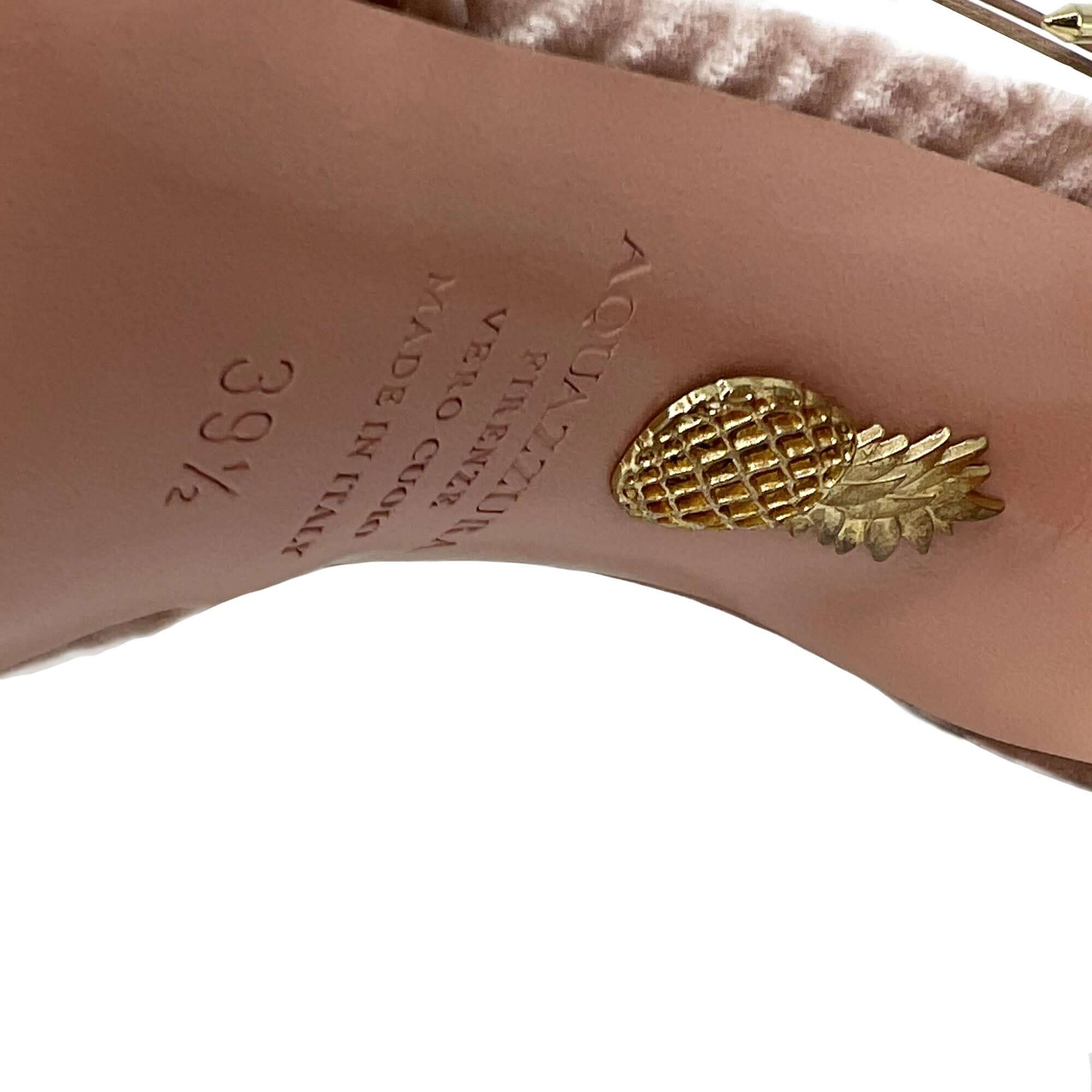 Aquazzura boudoir sling 105 pink feather-trim sandals