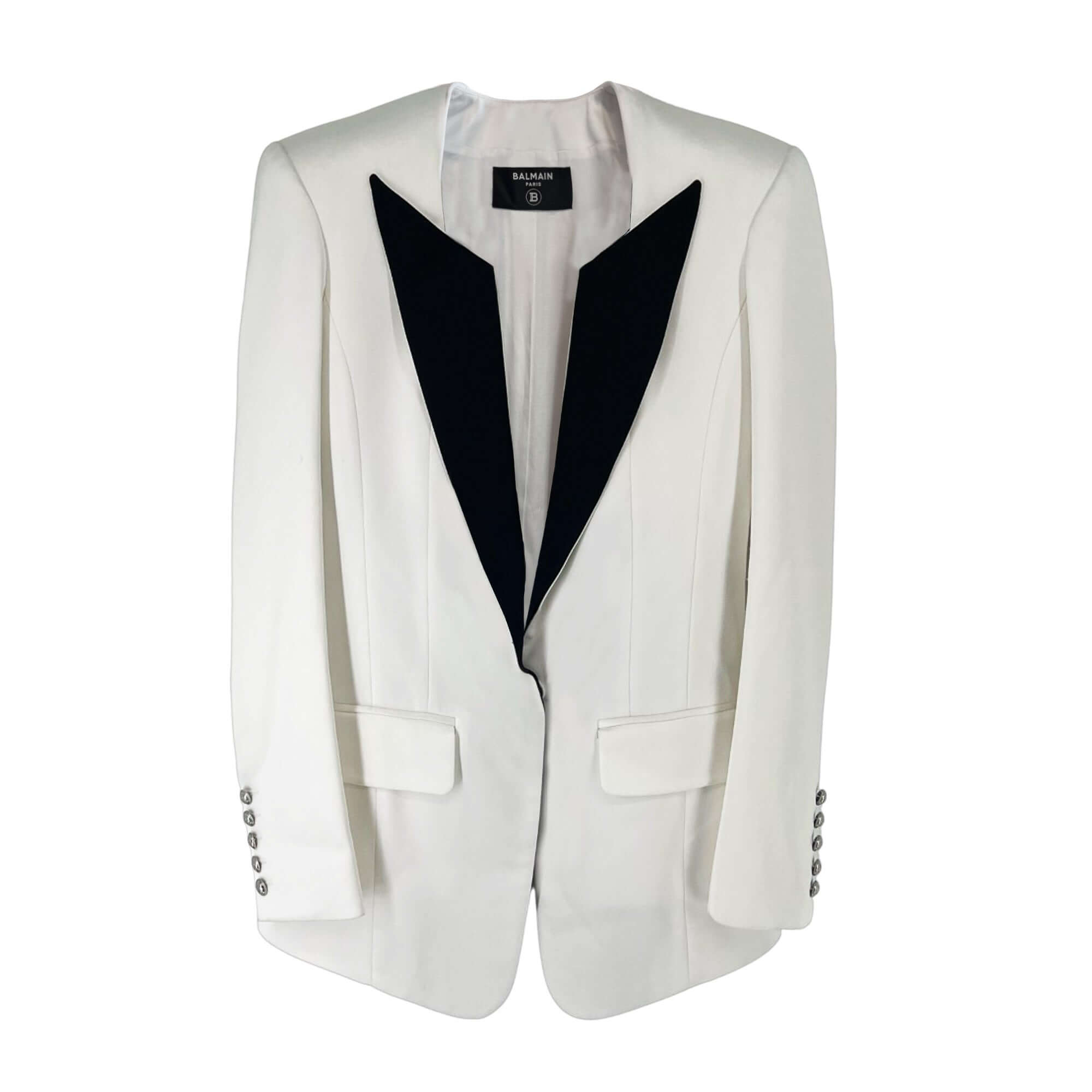 Balmain Black Paris white tuxedo blazer jacket
