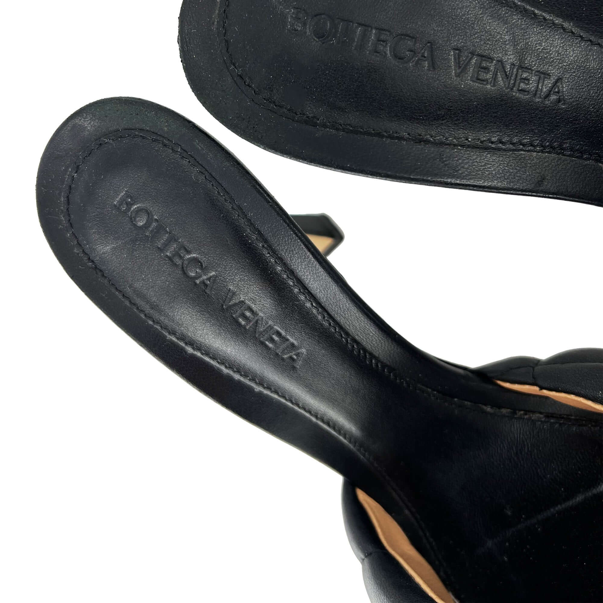 Bottega Veneta black square-toe mules