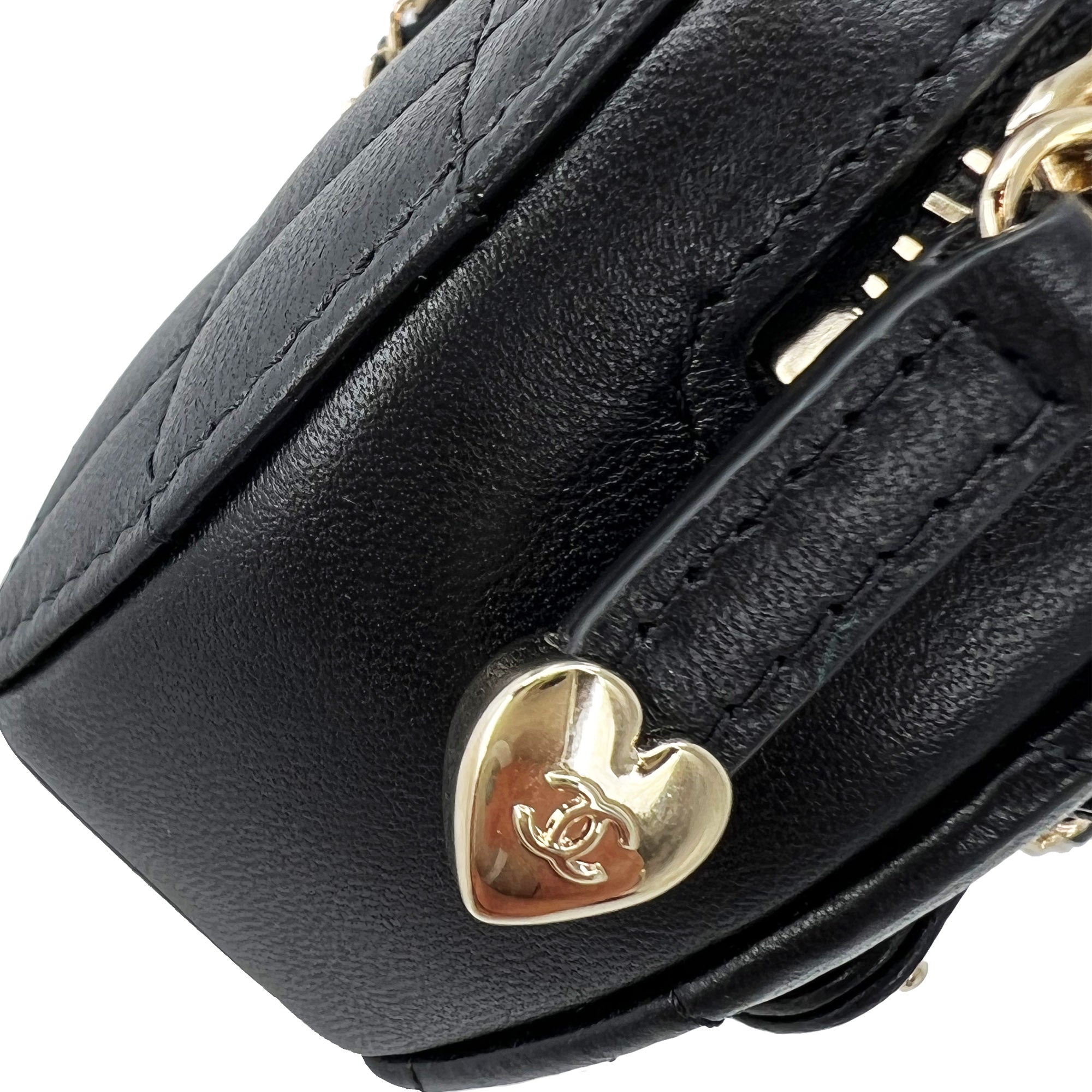 Chanel Black Heart Zipped Coin Calfskin Mini Bag