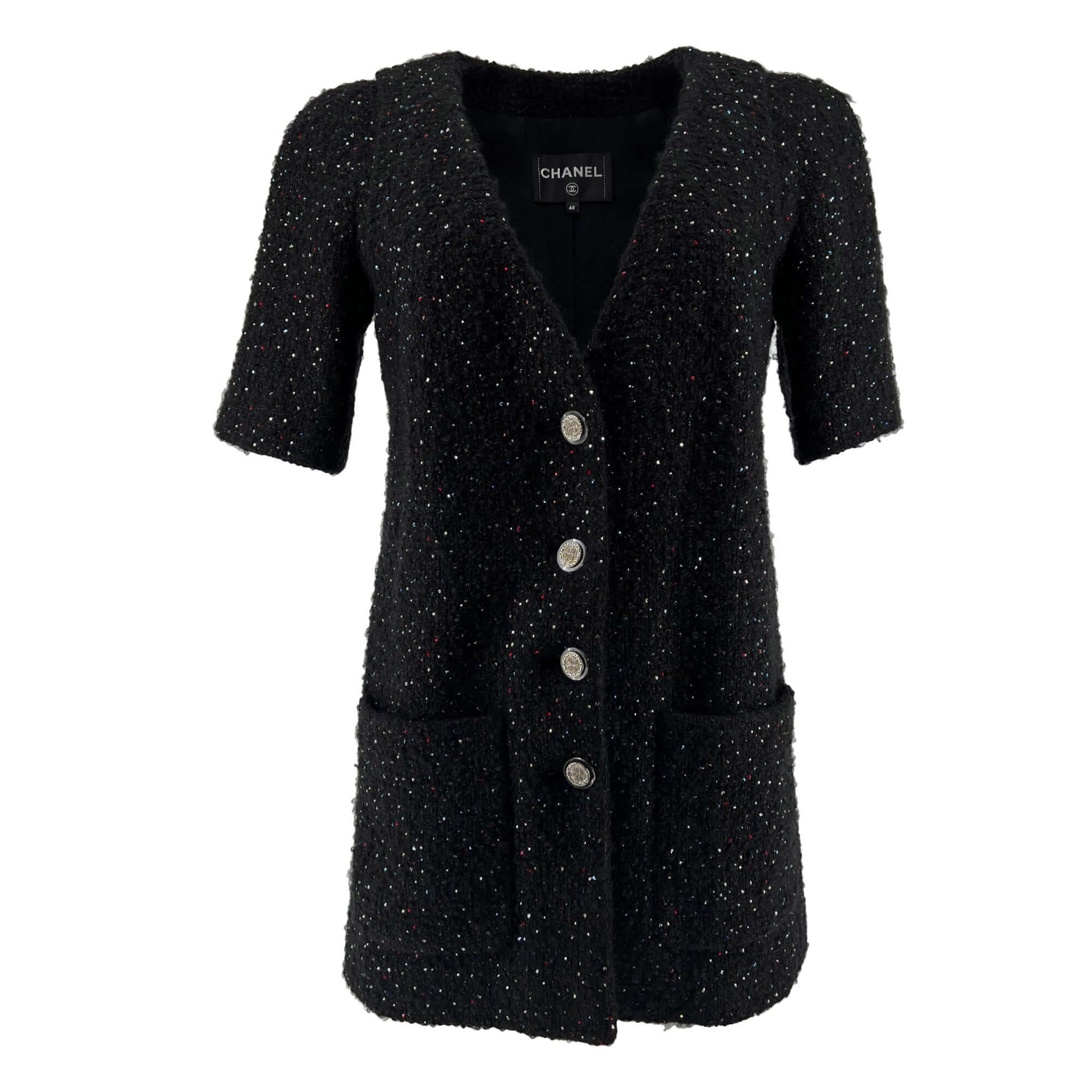 Chanel Wool Tweed Crystal Novelty Button Jacket/Dress