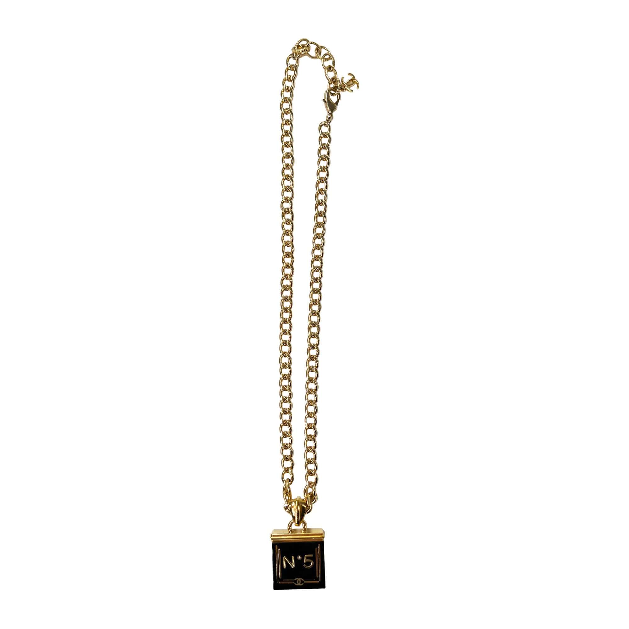 Chanel gold tone black and white necklace