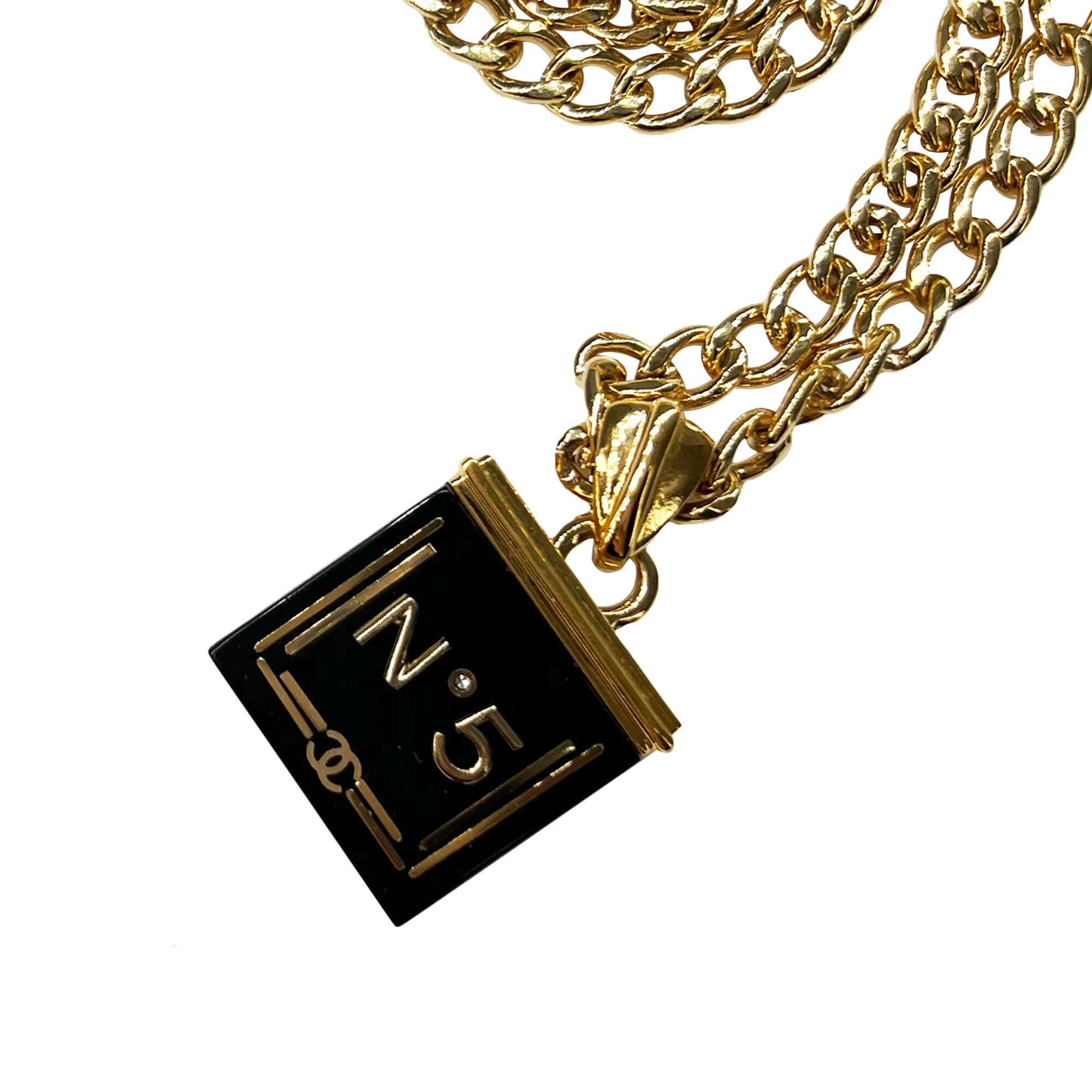 Chanel gold tone black and white necklace