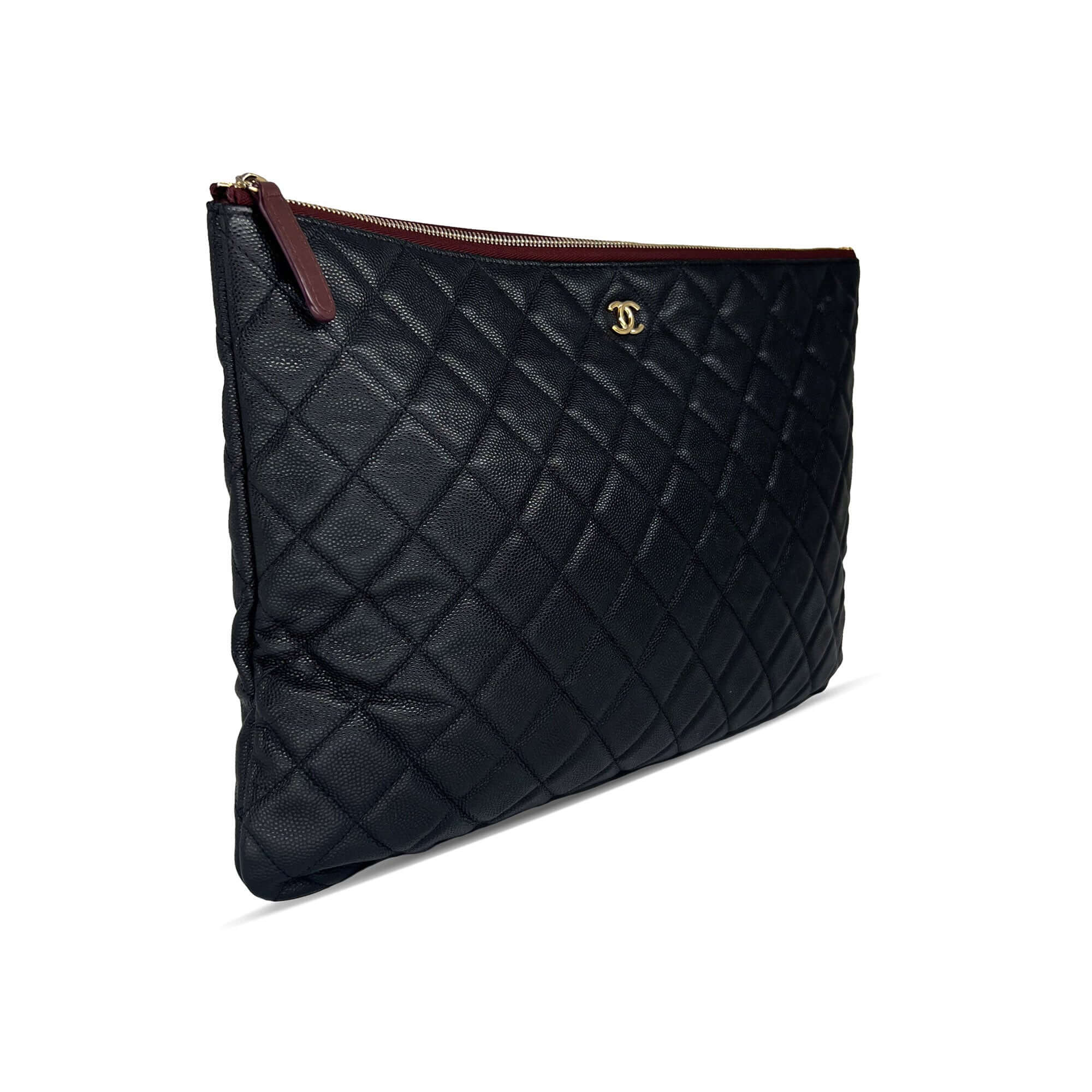 Chanel black quilted caviar leather large bag