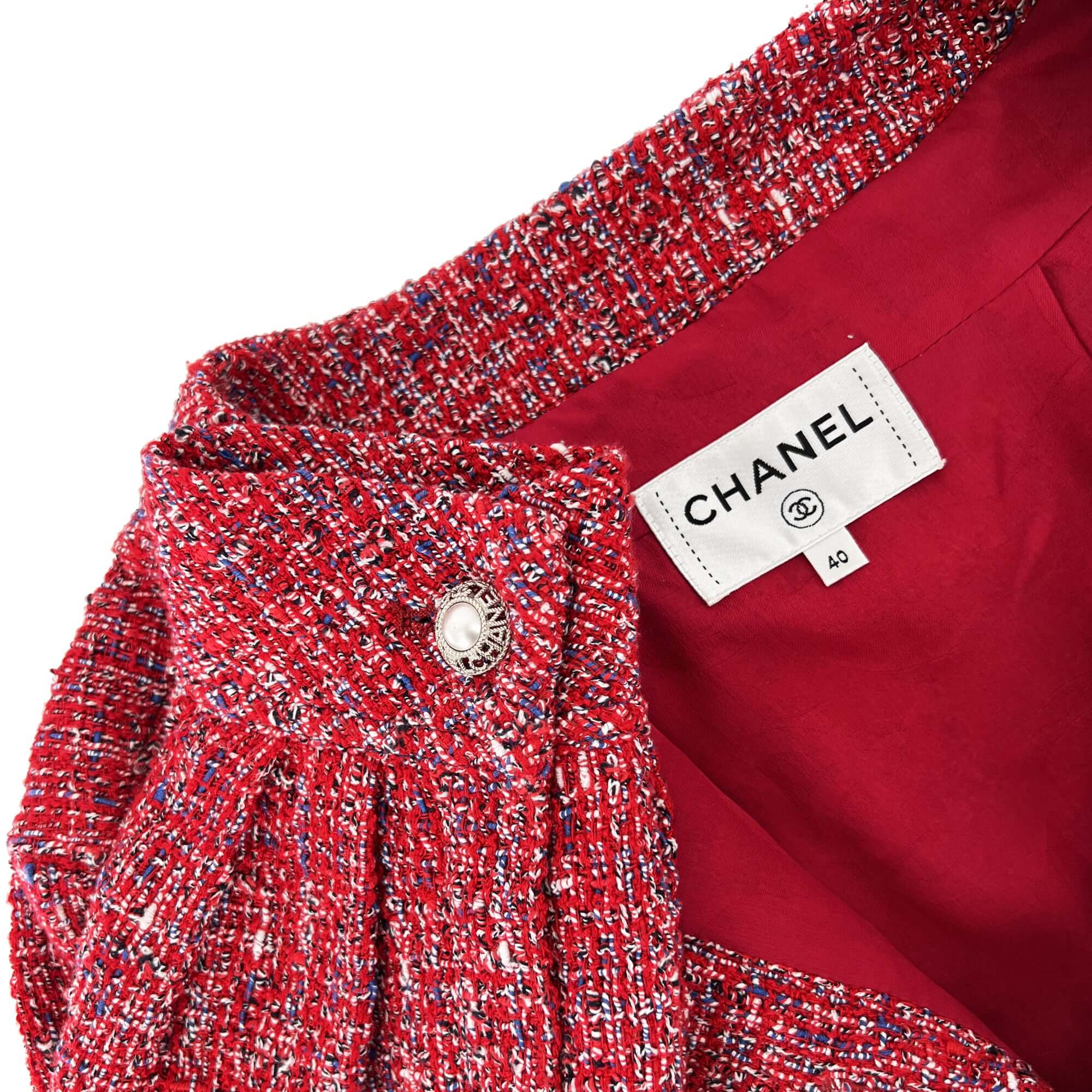 Chanel scarlet red tweed jacket