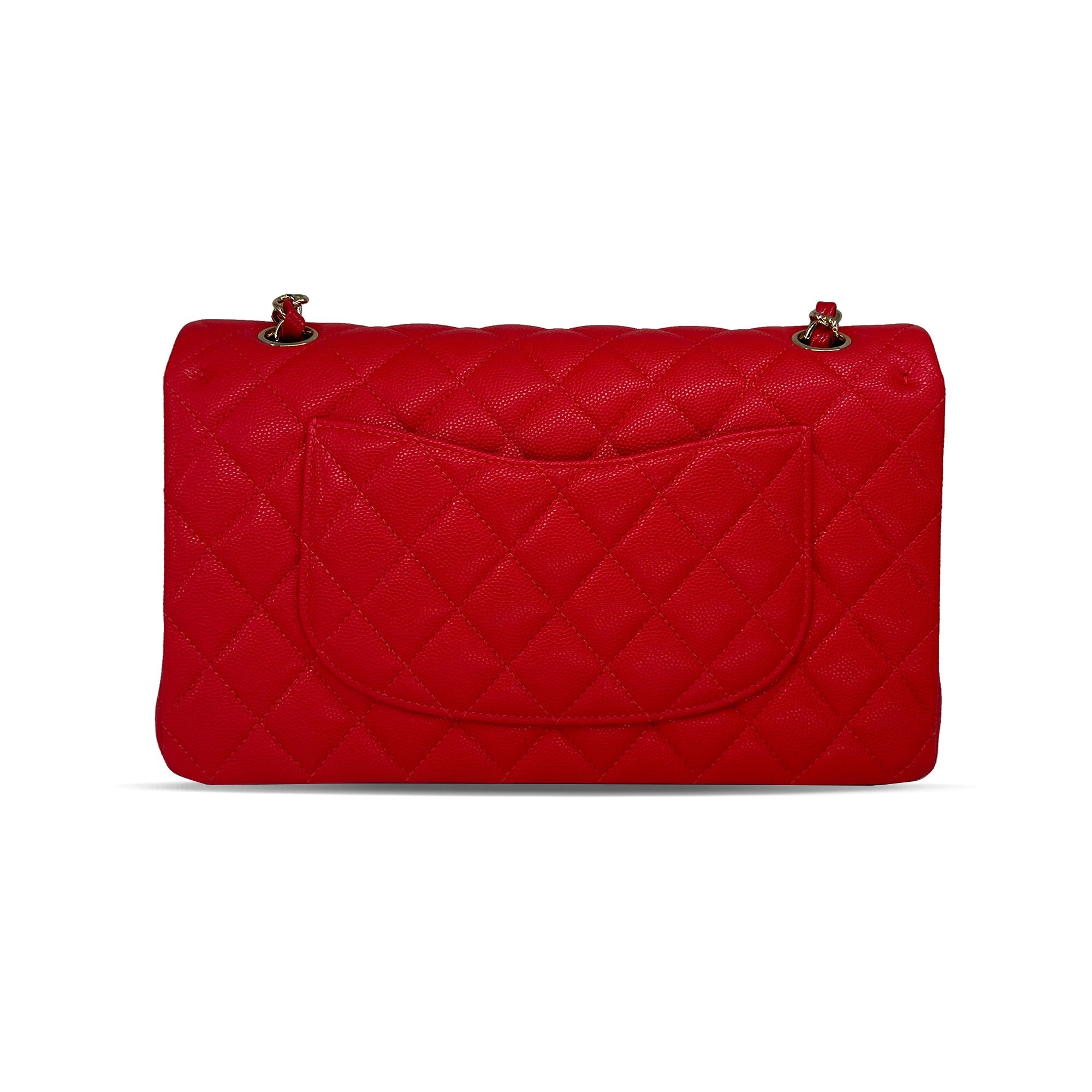 Chanel red/watermelon caviar leather double flap closure bag