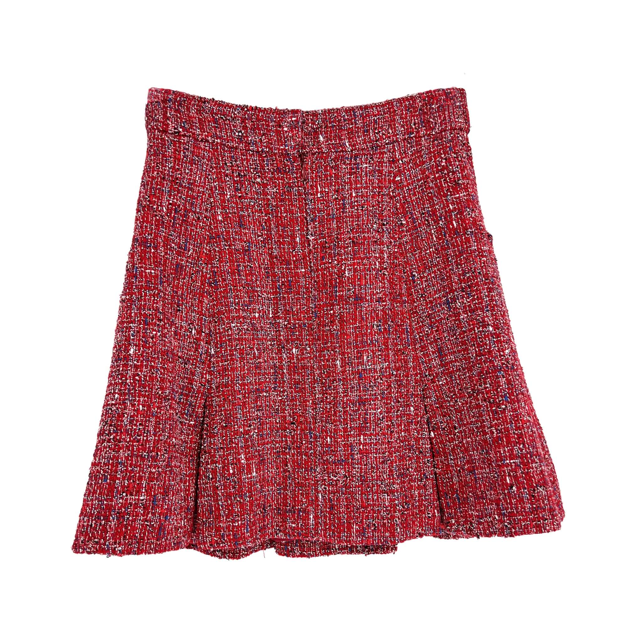 Chanel scarlet red tweed skirt