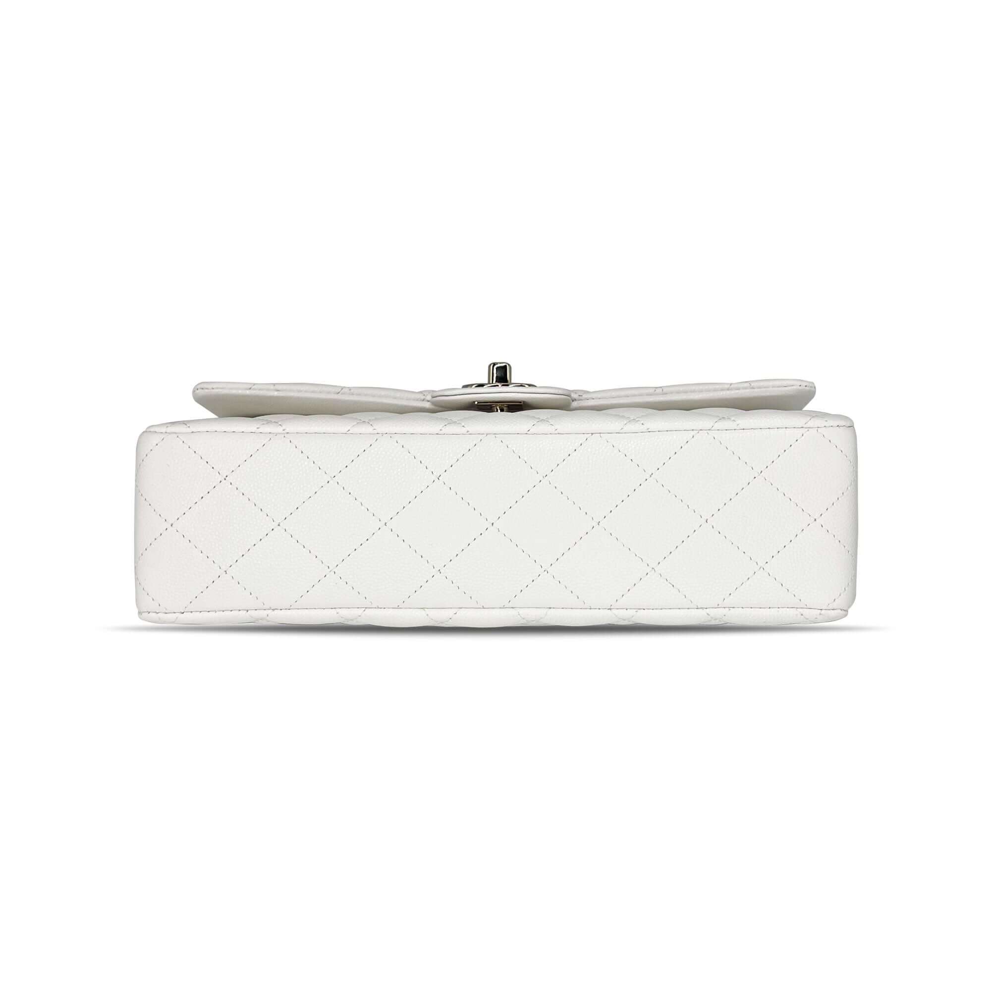 Chanel optic white caviar leather double flap closure bag